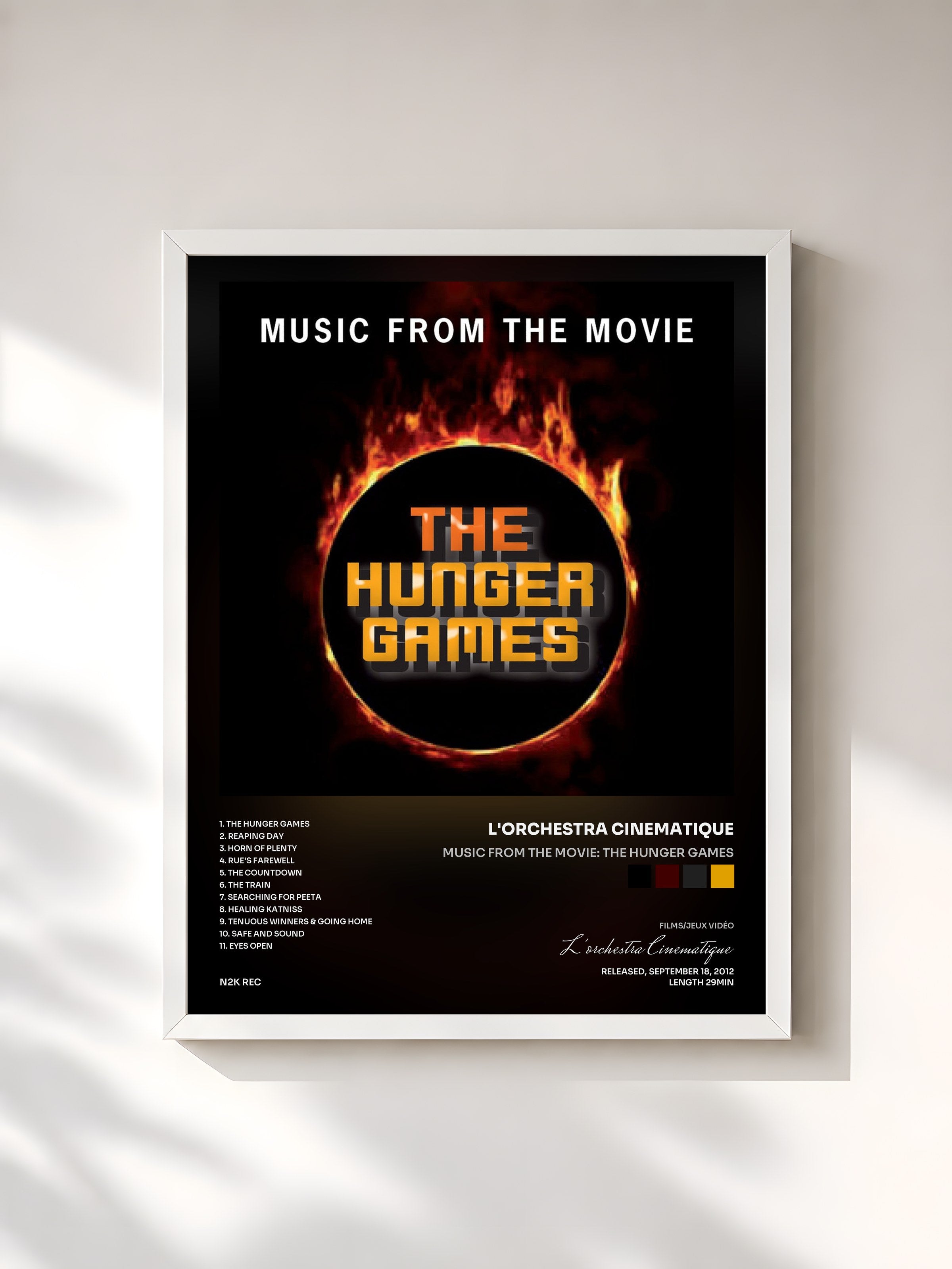 #blanc Tableau de l'album Music from the Movie: The Hunger Games de L'orchestra Cinematique, cadre blanc, imprimé et encadré en France