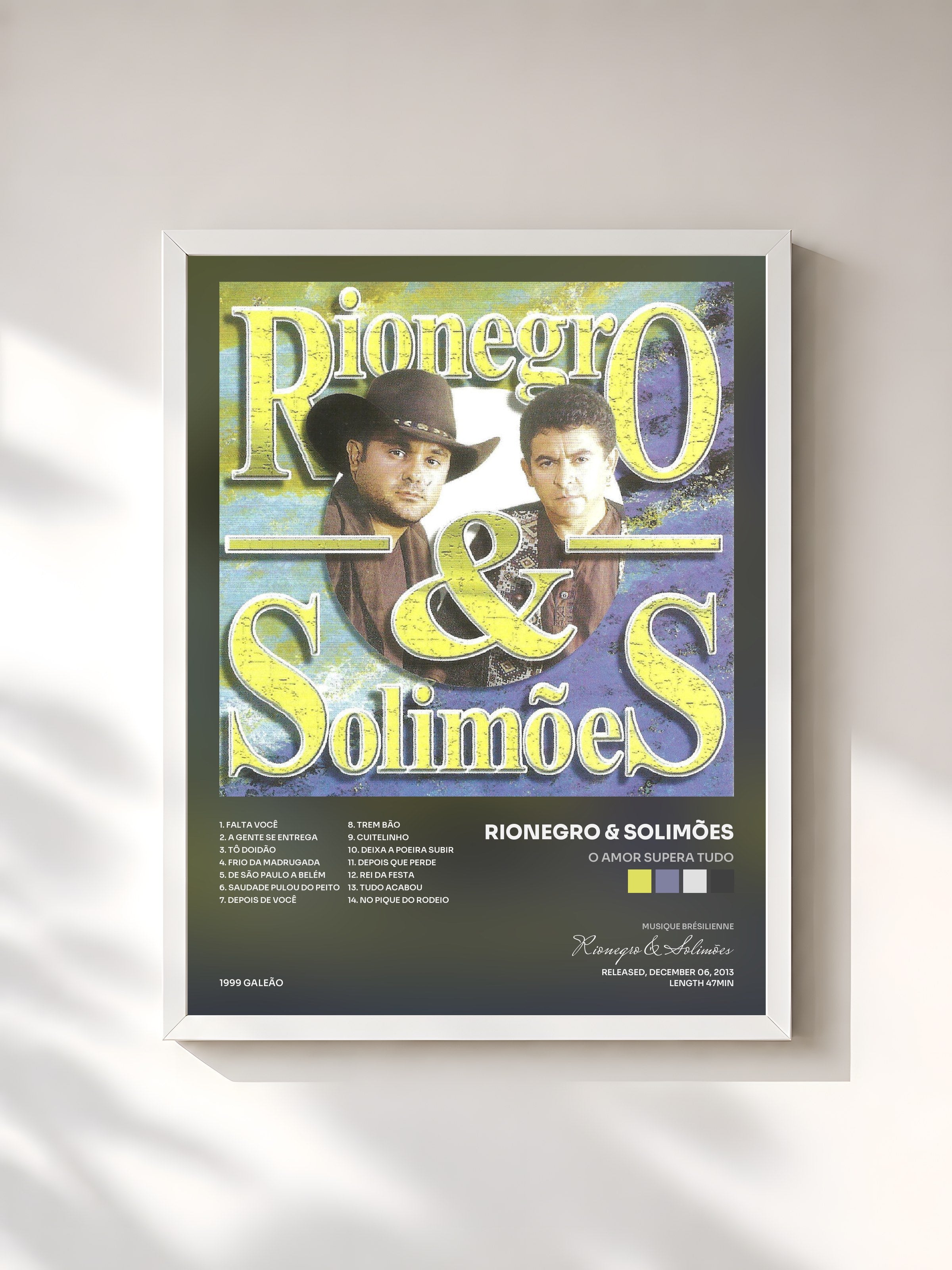 #blanc Tableau de l'album O Amor Supera Tudo de Rionegro & Solimões, cadre blanc, imprimé et encadré en France