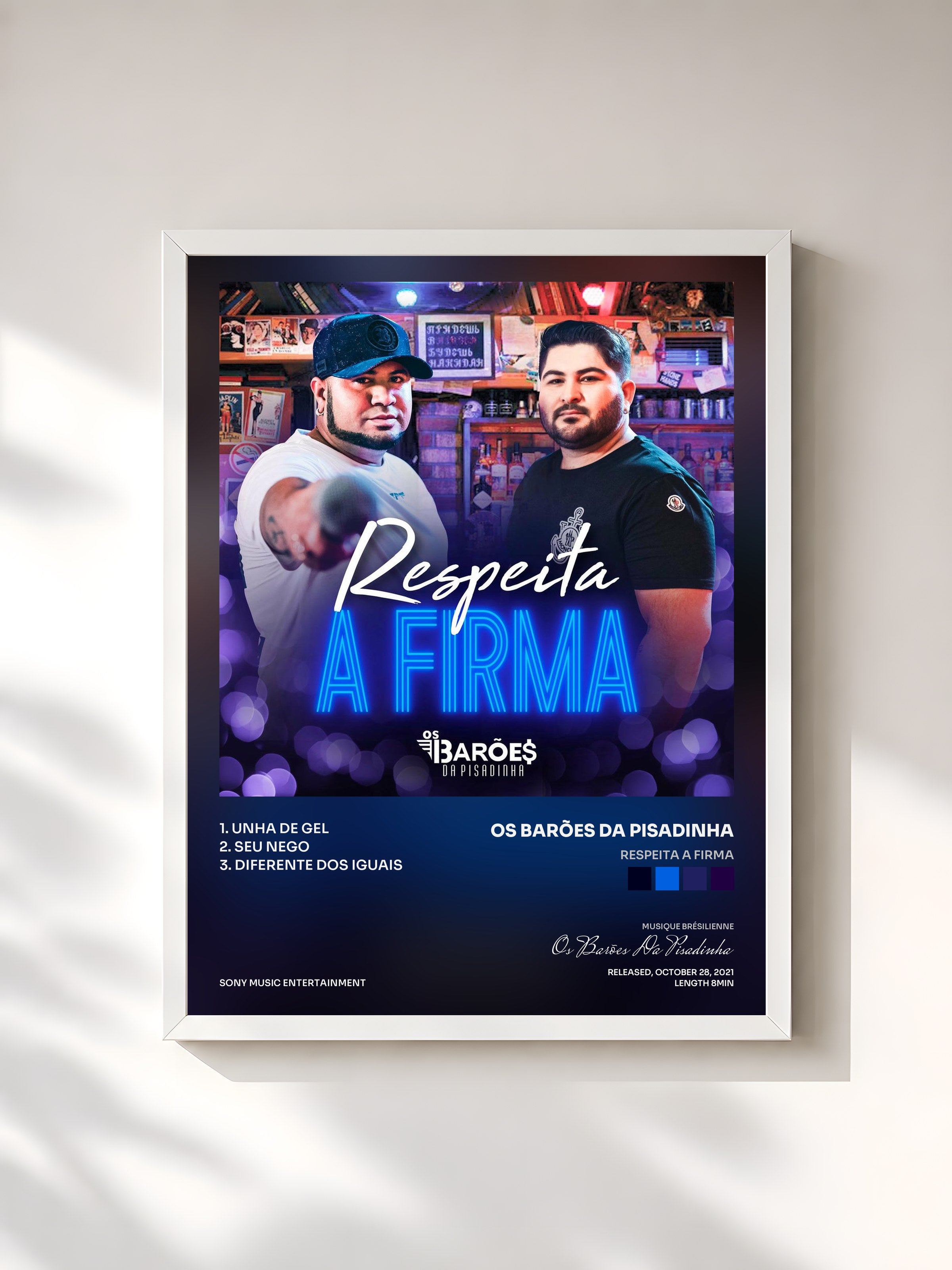 #blanc Tableau de l'album Respeita a Firma de Os Barões Da Pisadinha, cadre blanc, imprimé et encadré en France