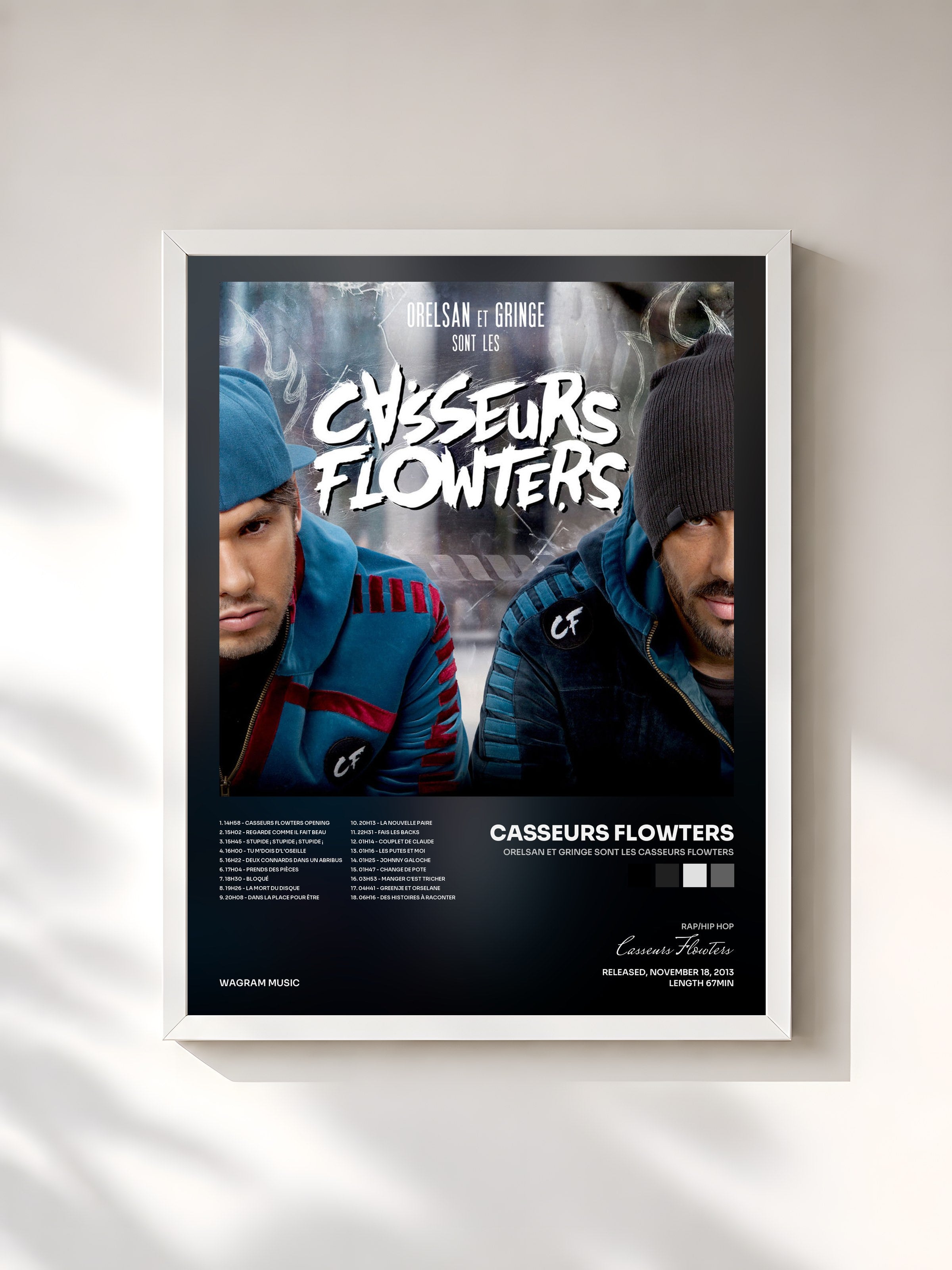 #blanc Orelsan et Gringe sont les Casseurs Flowters di Casseurs Flowters in stampa incorniciata, cornice bianca, stampata e incorniciata in Francia