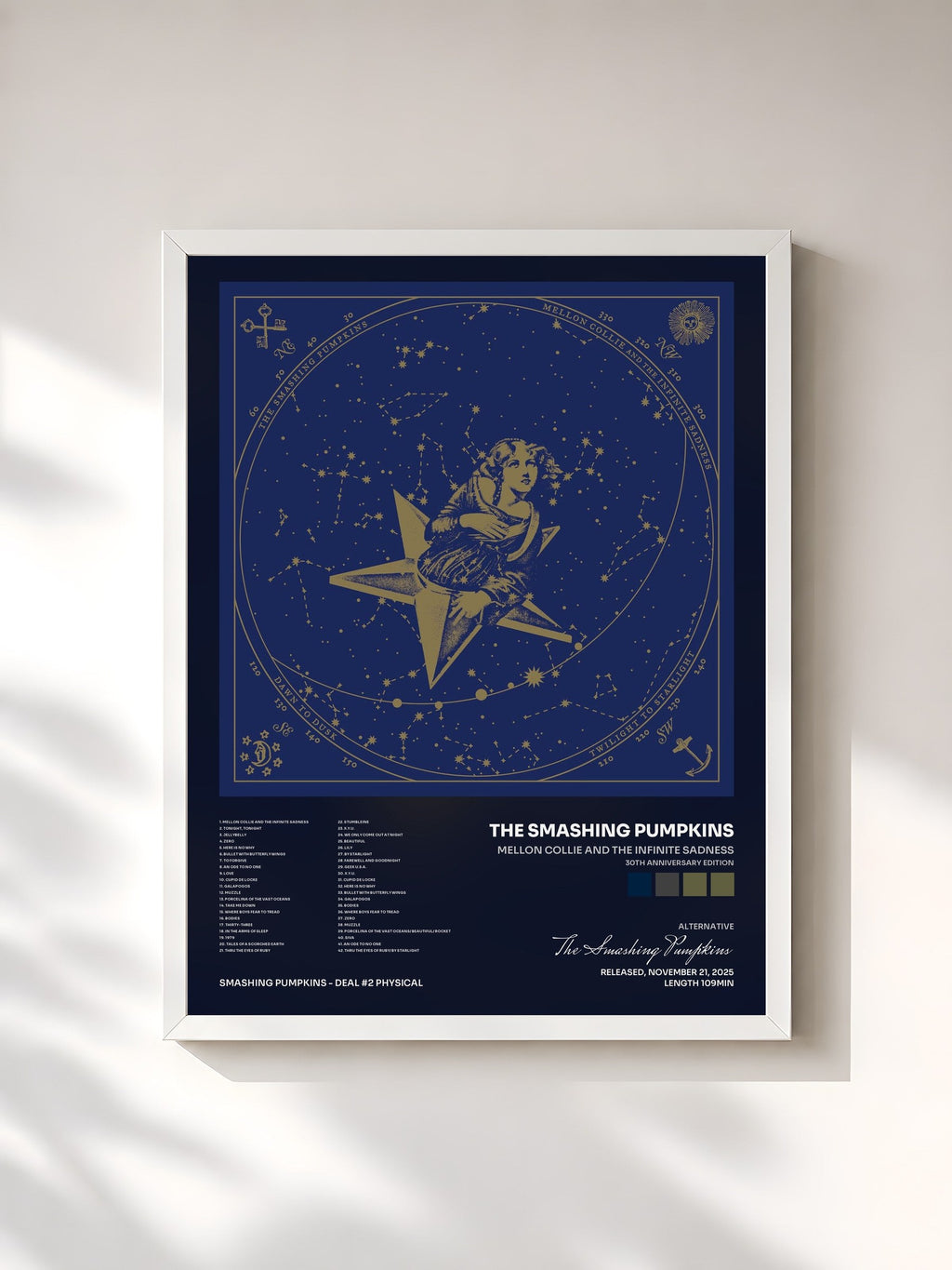 #blanc Mellon Collie And The Infinite Sadness (30th Anniversary Edition) by The Smashing Pumpkins as a framed art print, white frame, printed and framed in France