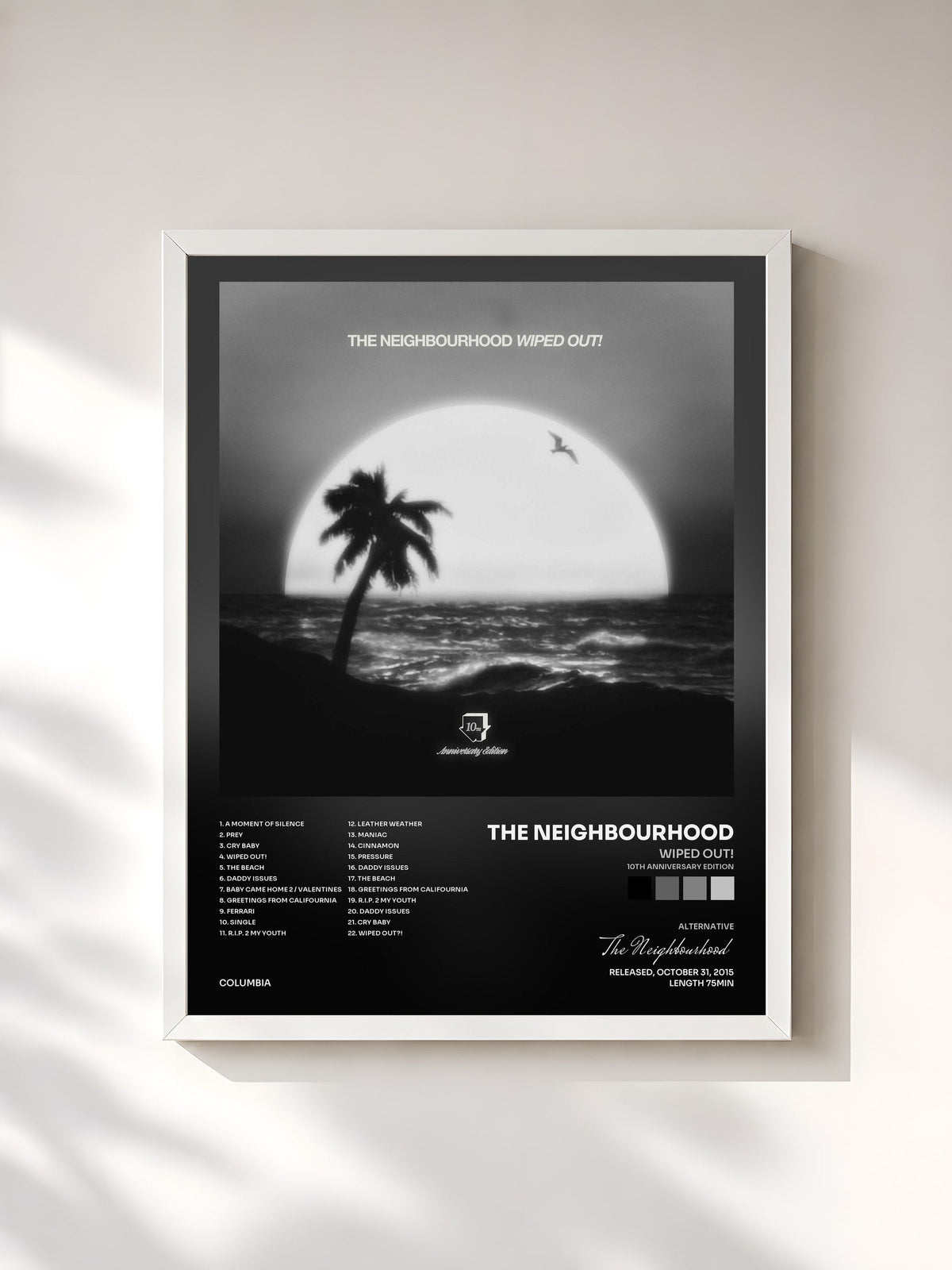 #blanc Tableau de l'album Wiped Out! (10th Anniversary Edition) de The Neighbourhood, cadre blanc, imprimé et encadré en France