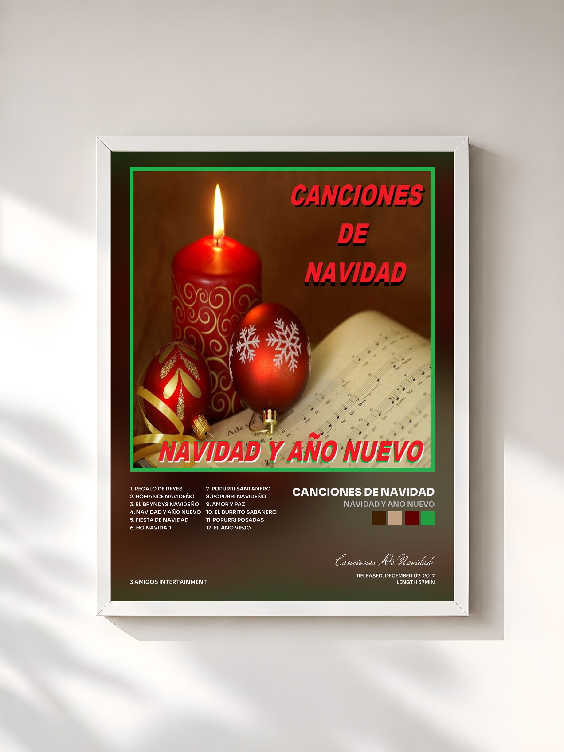 #blanc Tableau de l'album Navidad Y Ano Nuevo de Canciones De Navidad, cadre blanc, imprimé et encadré en France