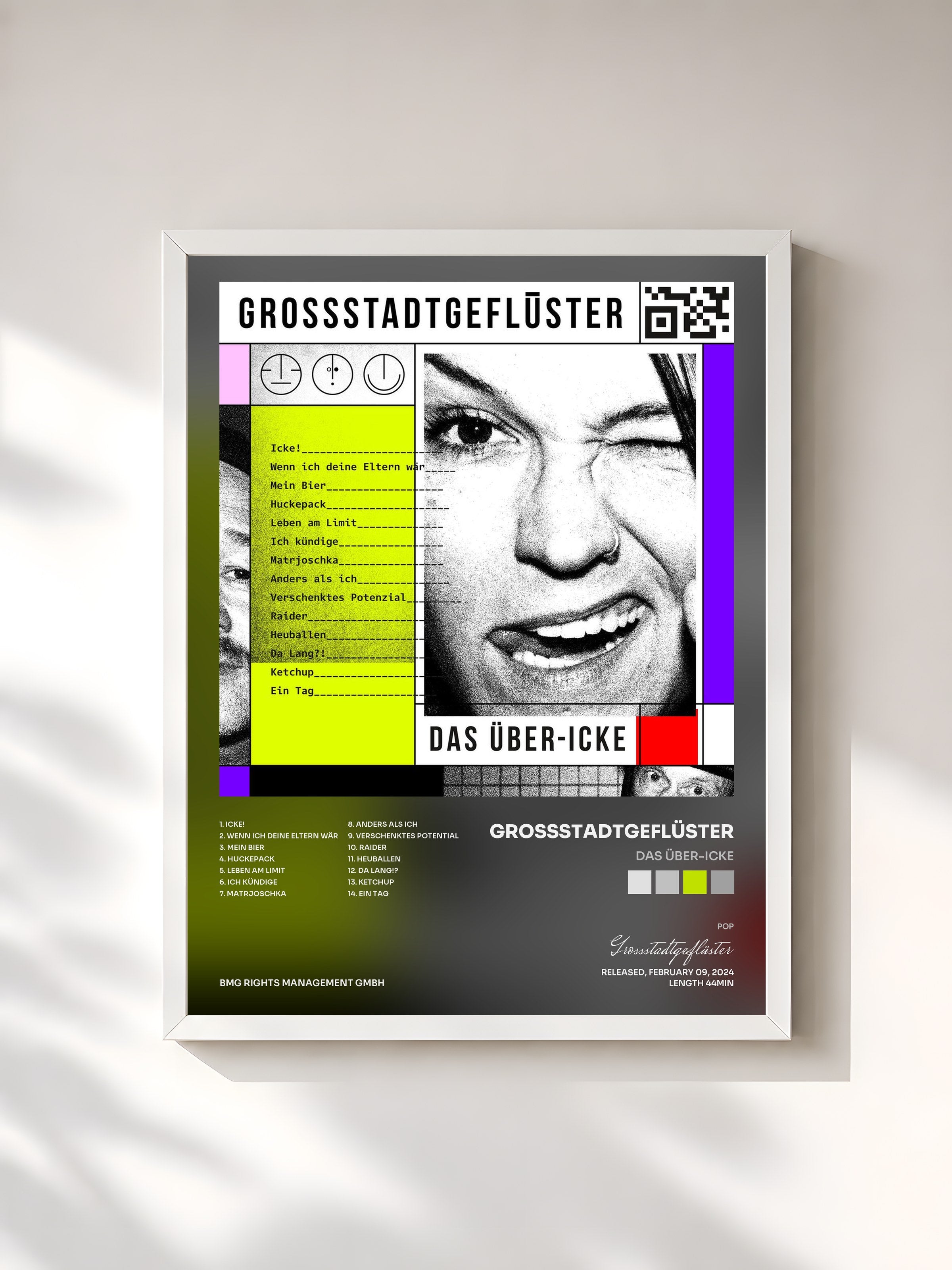 #blanc Tableau de l'album DAS ÜBER-ICKE de Grossstadtgeflüster, cadre blanc, imprimé et encadré en France