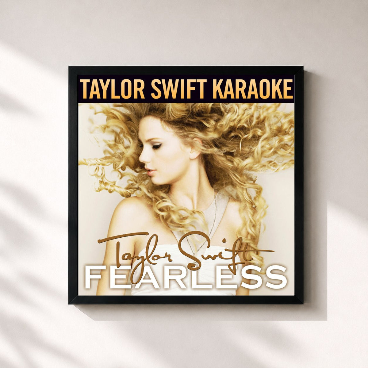 #noir Tableau carré de l'album Fearless (Karaoke Version) de Taylor Swift, cadre noir 32x32 cm