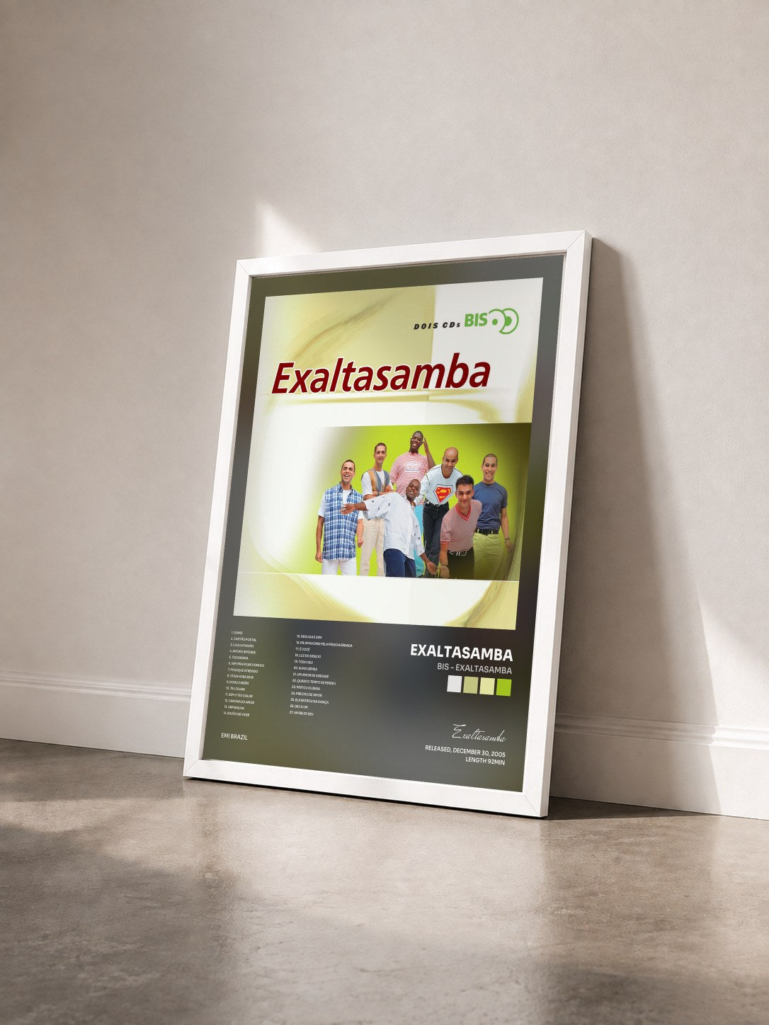 #blanc Tableau de l'album Bis - ExaltaSamba de Exaltasamba vu de trois quarts, cadre blanc
