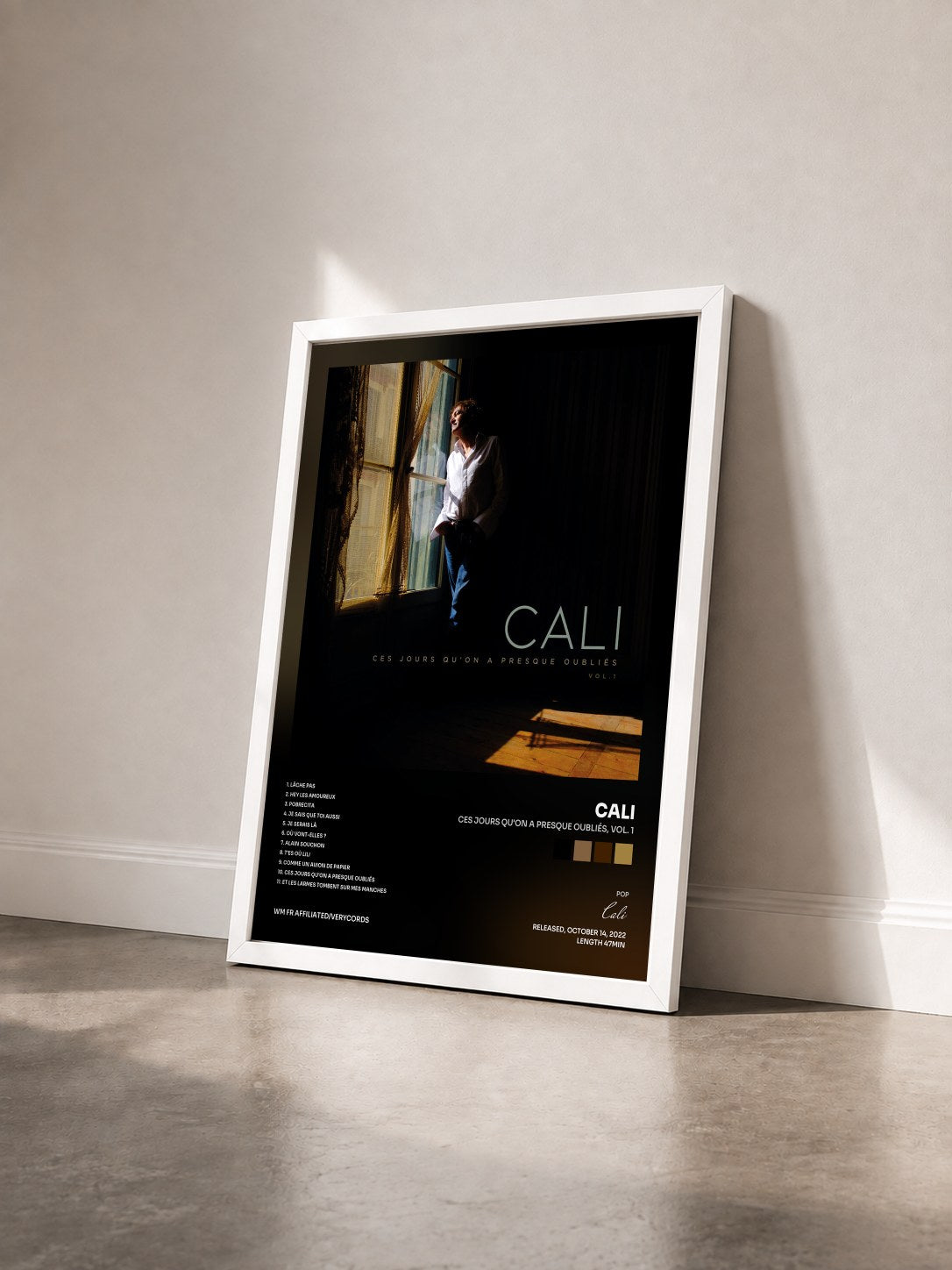 #blanc Tableau de l'album Ces jours qu'on a presque oubliés, Vol. 1 de Cali vu de trois quarts, cadre blanc