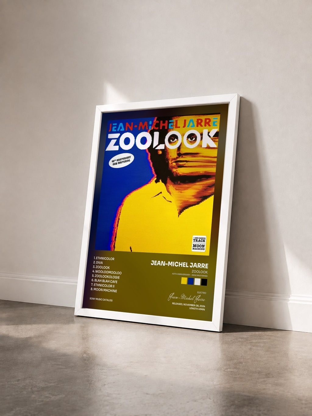 #blanc Tableau de l'album Zoolook (40th Anniversary - new mastering) de Jean-Michel Jarre vu de trois quarts, cadre blanc
