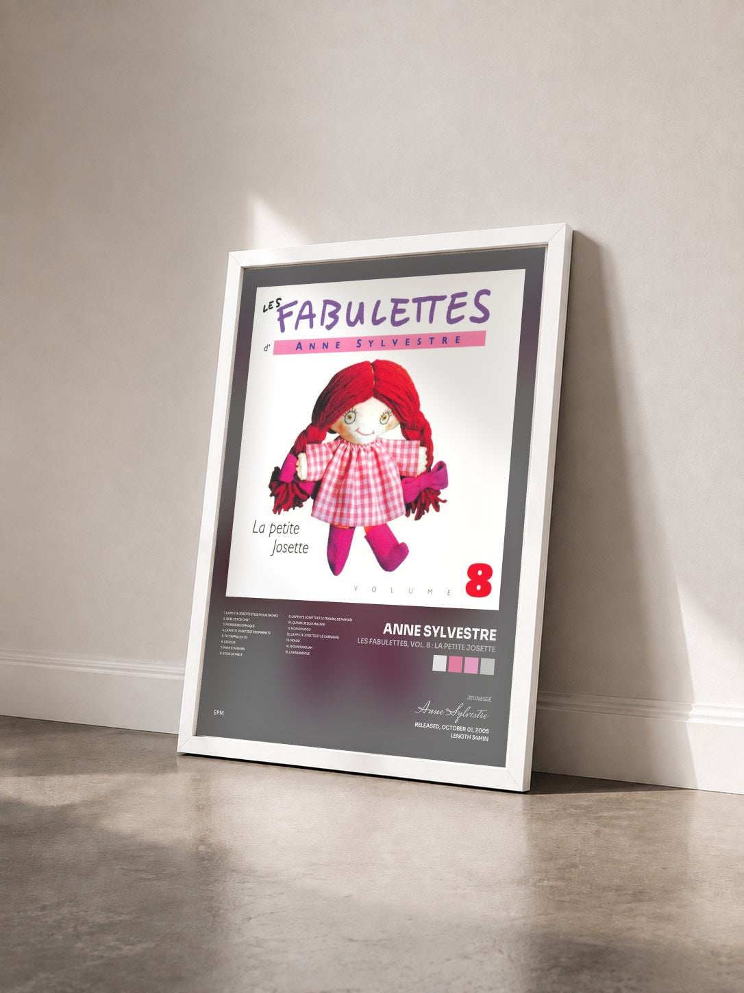 #blanc Tableau de l'album Les Fabulettes, vol. 8 : La petite Josette de Anne Sylvestre vu de trois quarts, cadre blanc