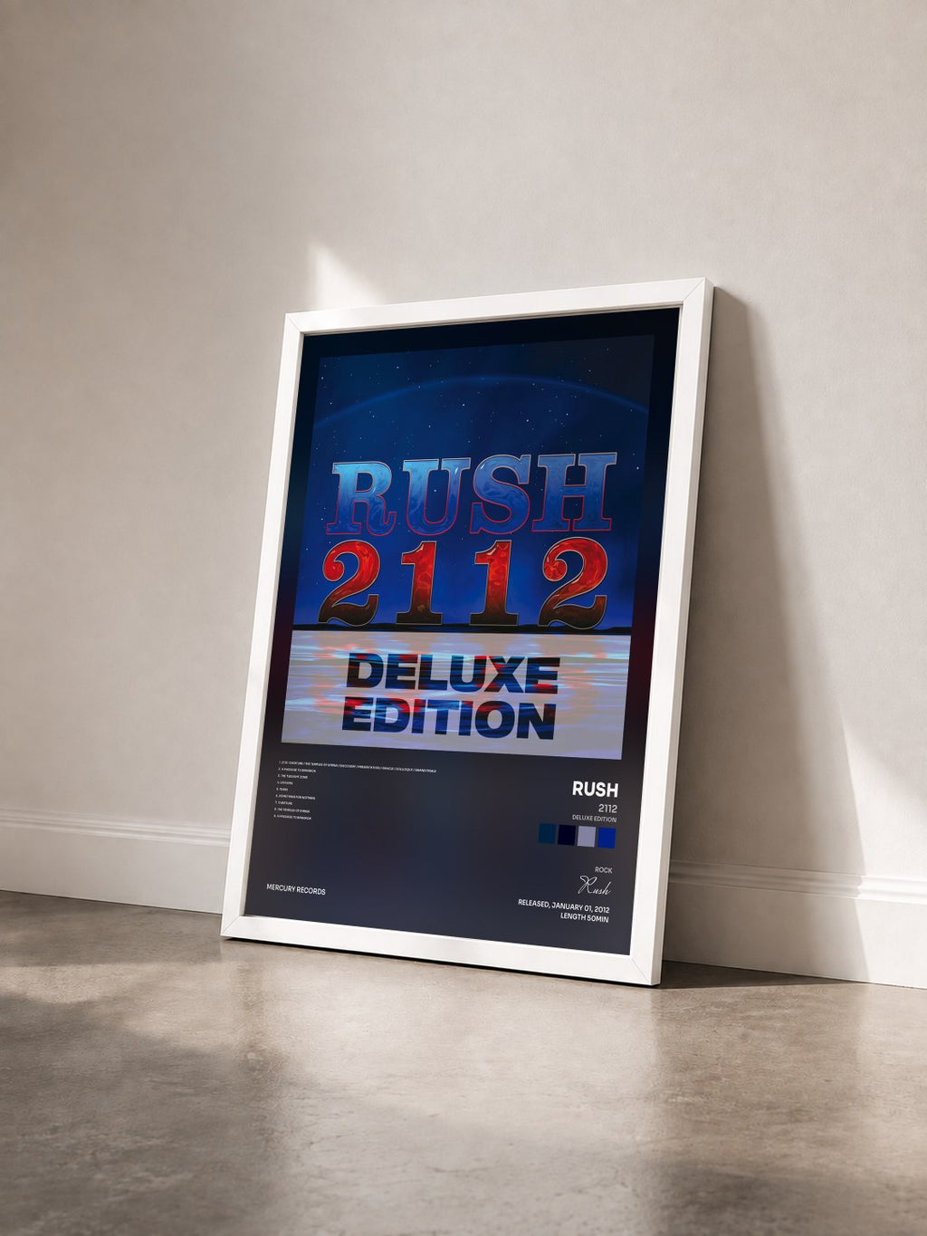 #blanc 2112 (Deluxe Edition) di Rush in stampa incorniciata vista di tre quarti, cornice bianca