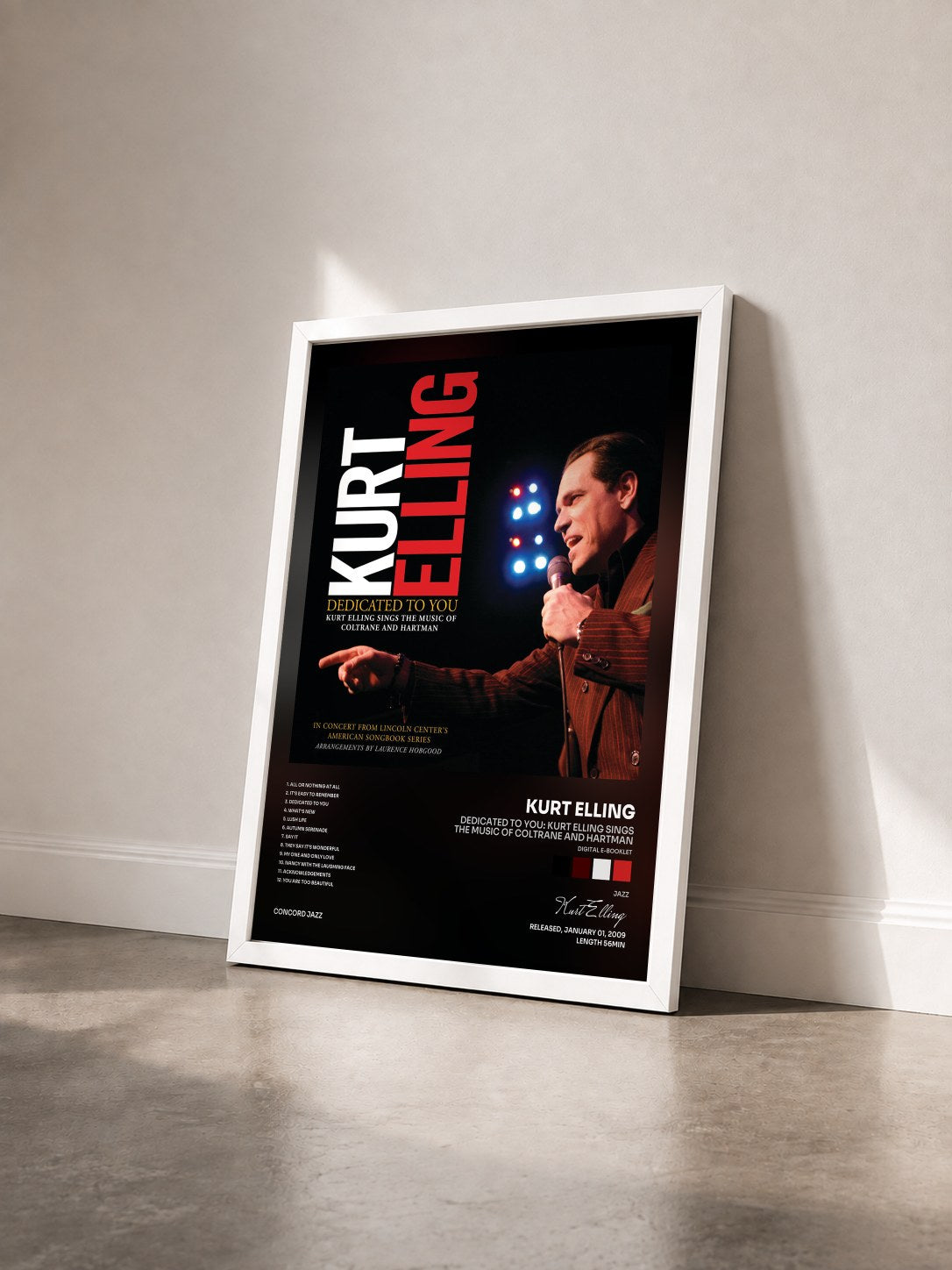 #blanc Tableau de l'album Dedicated To You: Kurt Elling Sings the Music of Coltrane and Hartman (Digital e-Booklet) de Kurt Elling vu de trois quarts, cadre blanc
