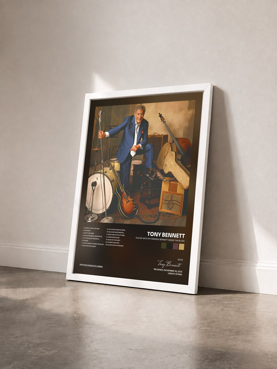 #blanc Tableau de l'album Playin' With My Friends: Bennett Sings The Blues de Tony Bennett vu de trois quarts, cadre blanc