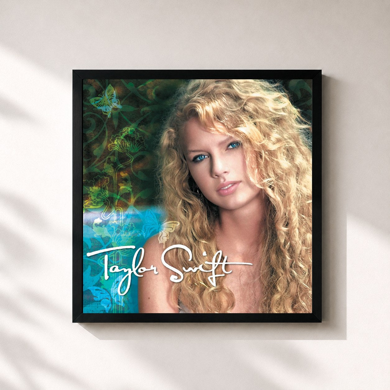 #noir Tableau carré de l'album Taylor Swift de Taylor Swift, cadre noir 32x32 cm