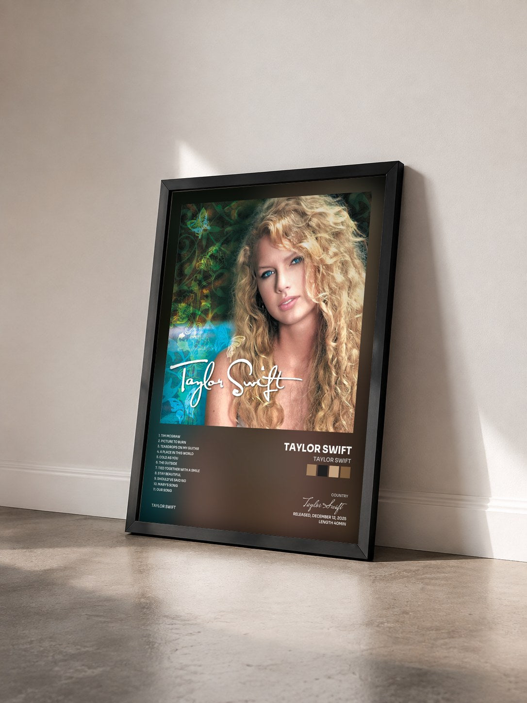 #noir Tableau de l'album Taylor Swift de Taylor Swift vu de trois quarts, cadre noir