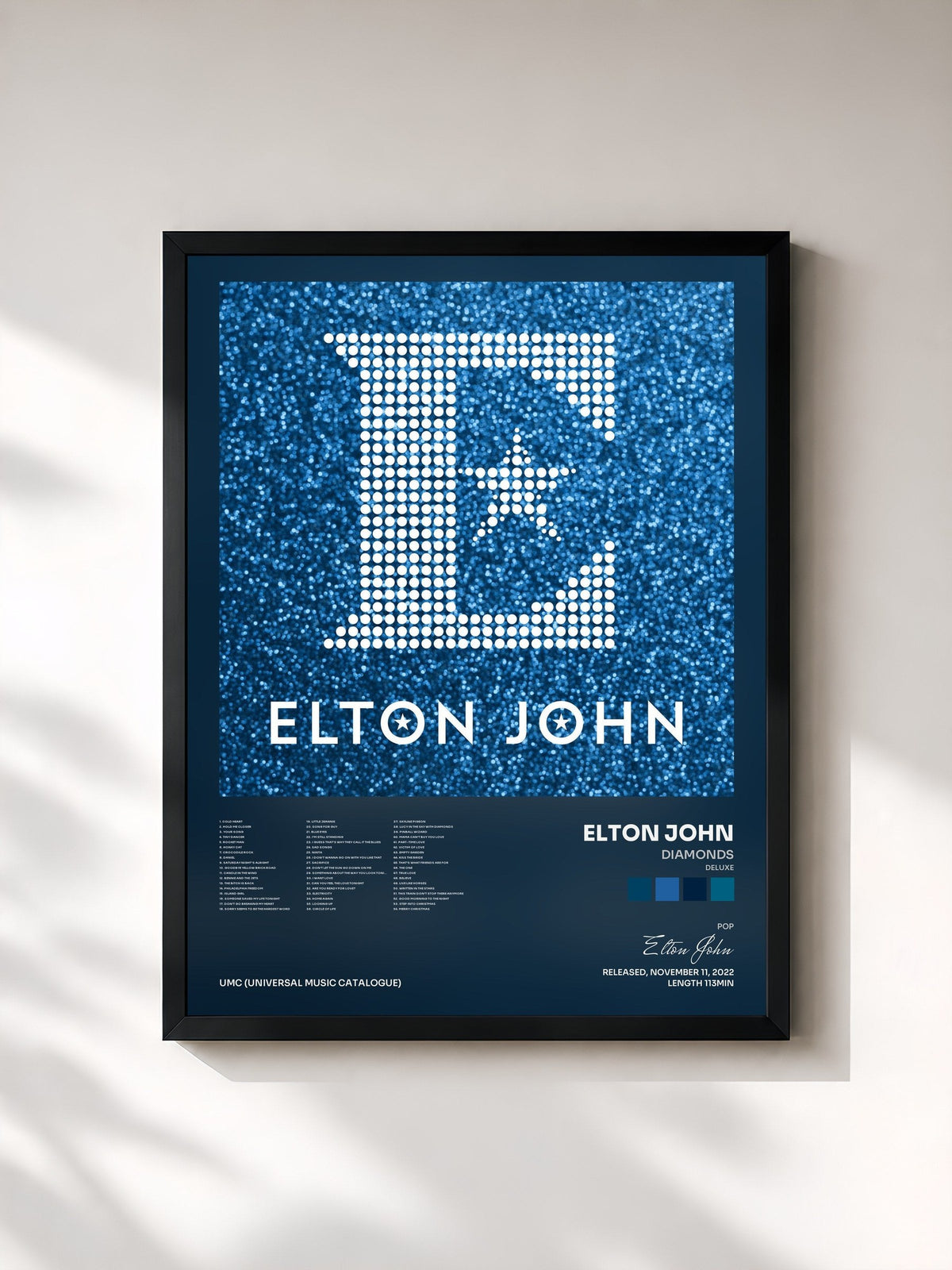 #noir Tableau de l'album Diamonds (Deluxe) de Elton John, cadre noir, imprimé et encadré en France