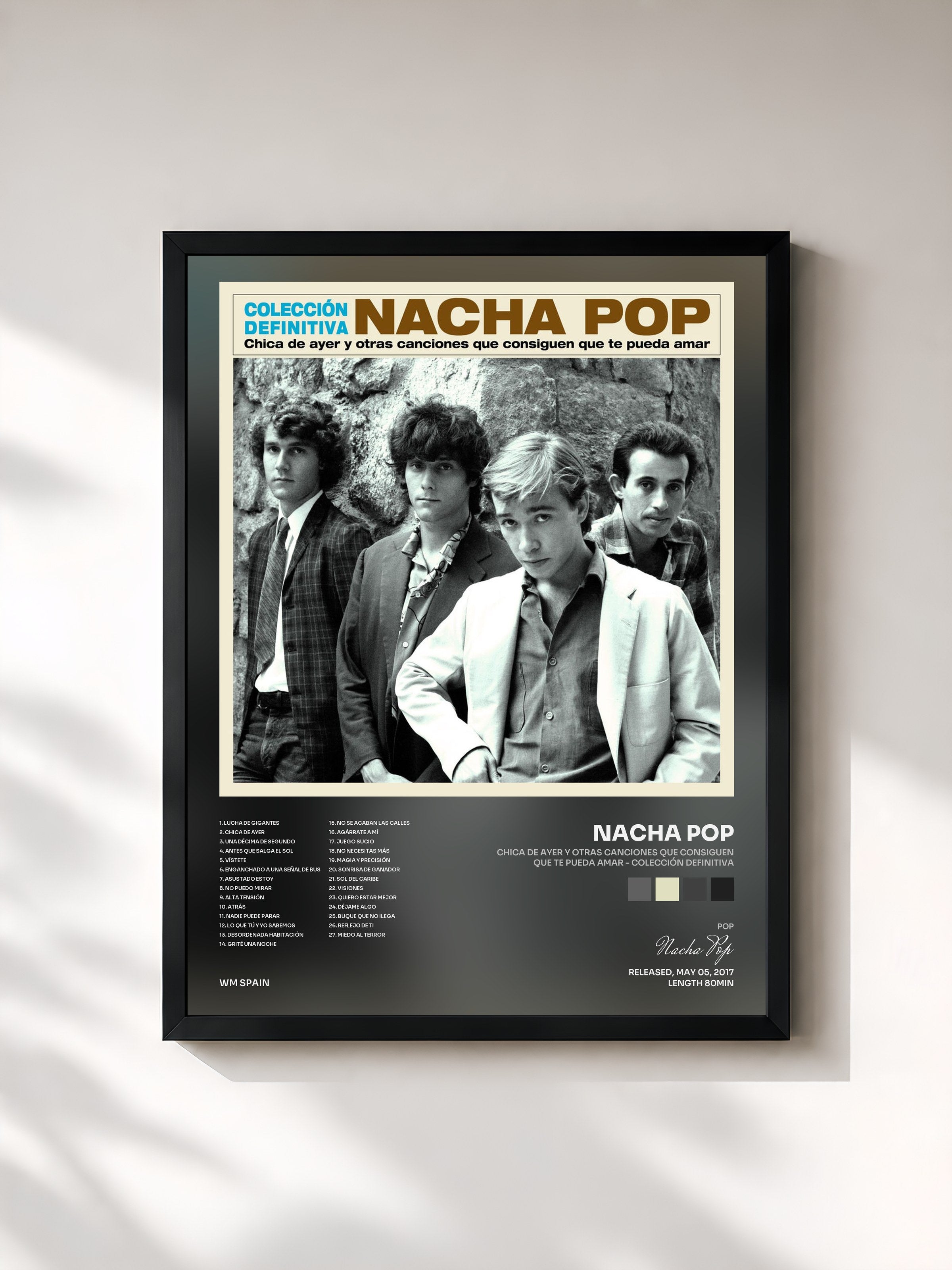 #noir Tableau de l'album Chica de ayer y otras canciones que consiguen que te pueda amar - Colección Definitiva de Nacha Pop, cadre noir, imprimé et encadré en France