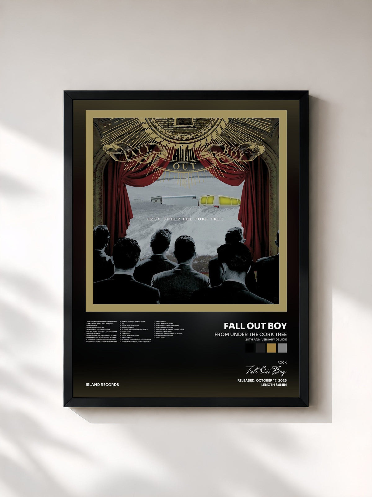 #noir Tableau de l'album From Under The Cork Tree (20th Anniversary Deluxe) de Fall Out Boy, cadre noir, imprimé et encadré en France