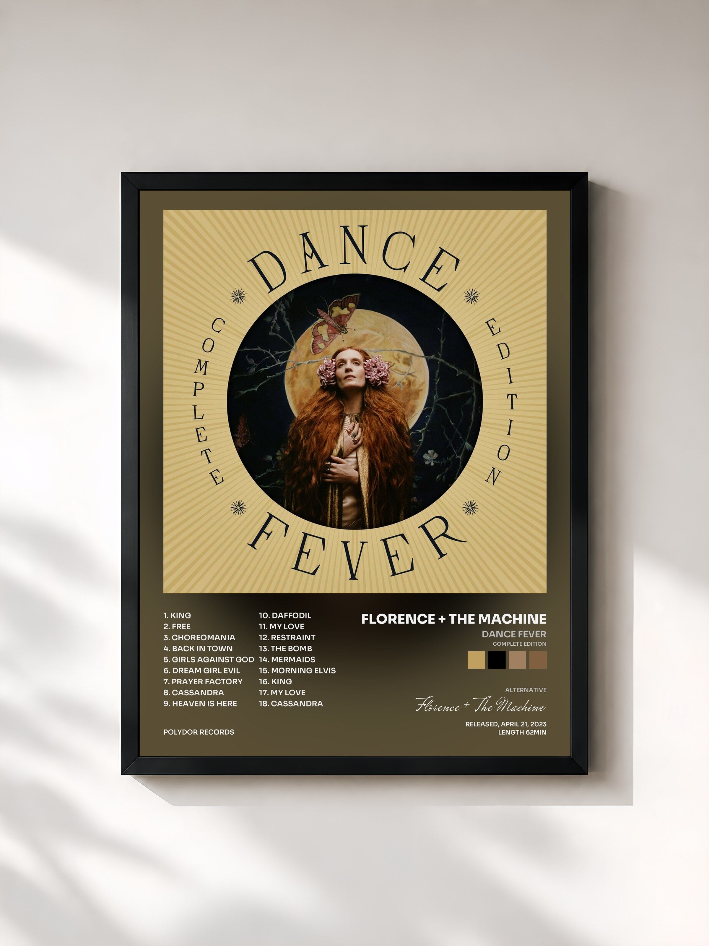 #noir Tableau de l'album Dance Fever (Complete Edition) de Florence + The Machine, cadre noir, imprimé et encadré en France