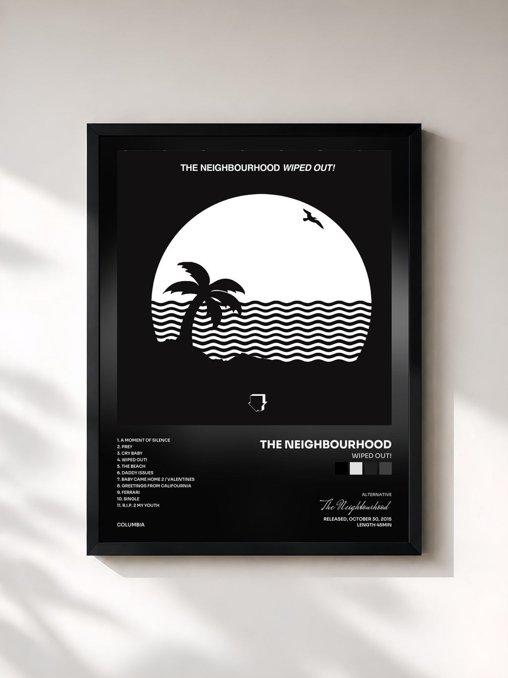 #noir Wiped Out! di The Neighbourhood in stampa incorniciata, cornice nera, stampata e incorniciata in Francia
