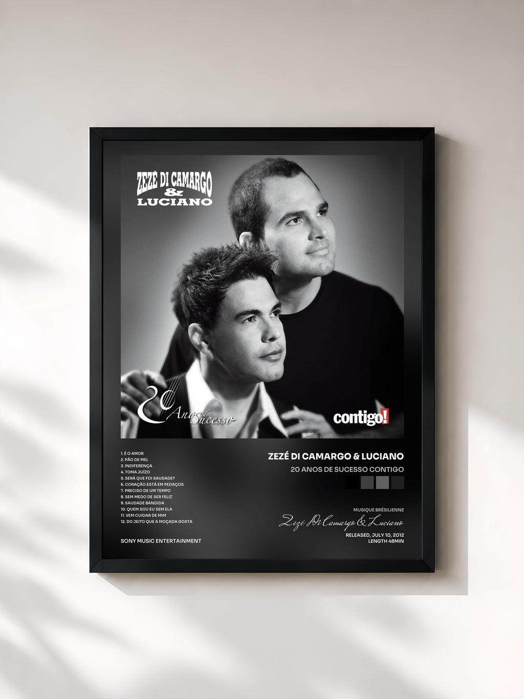 #noir 20 Anos di Sucesso Contigo de Zezé Di Camargo & Luciano in stampa incorniciata, cornice nera, stampata e incorniciata in Francia