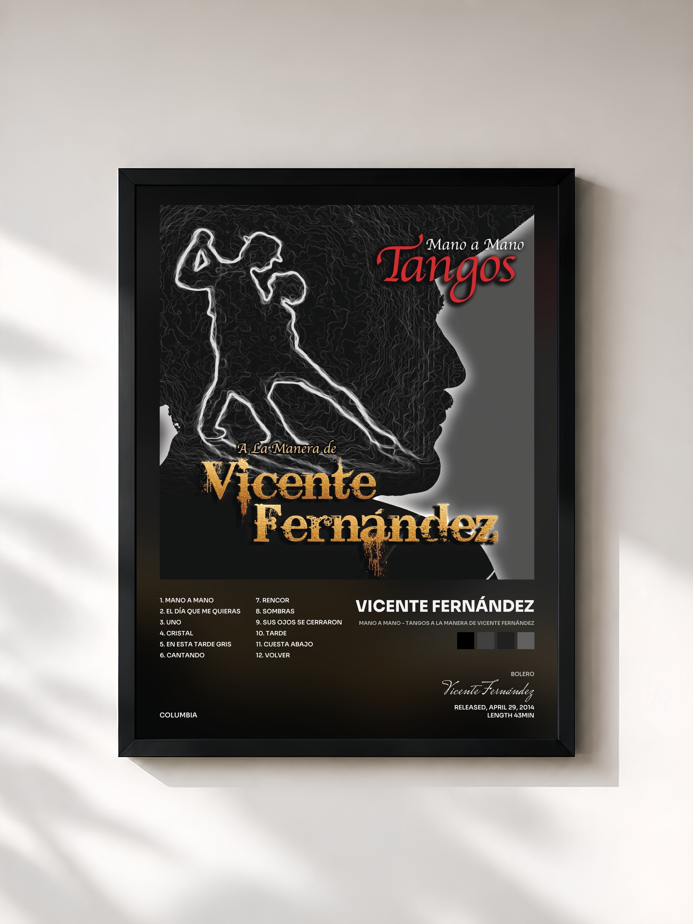 #noir Tableau de l'album Mano a Mano - Tangos a la Manera de Vicente Fernández de Vicente Fernández, cadre noir, imprimé et encadré en France