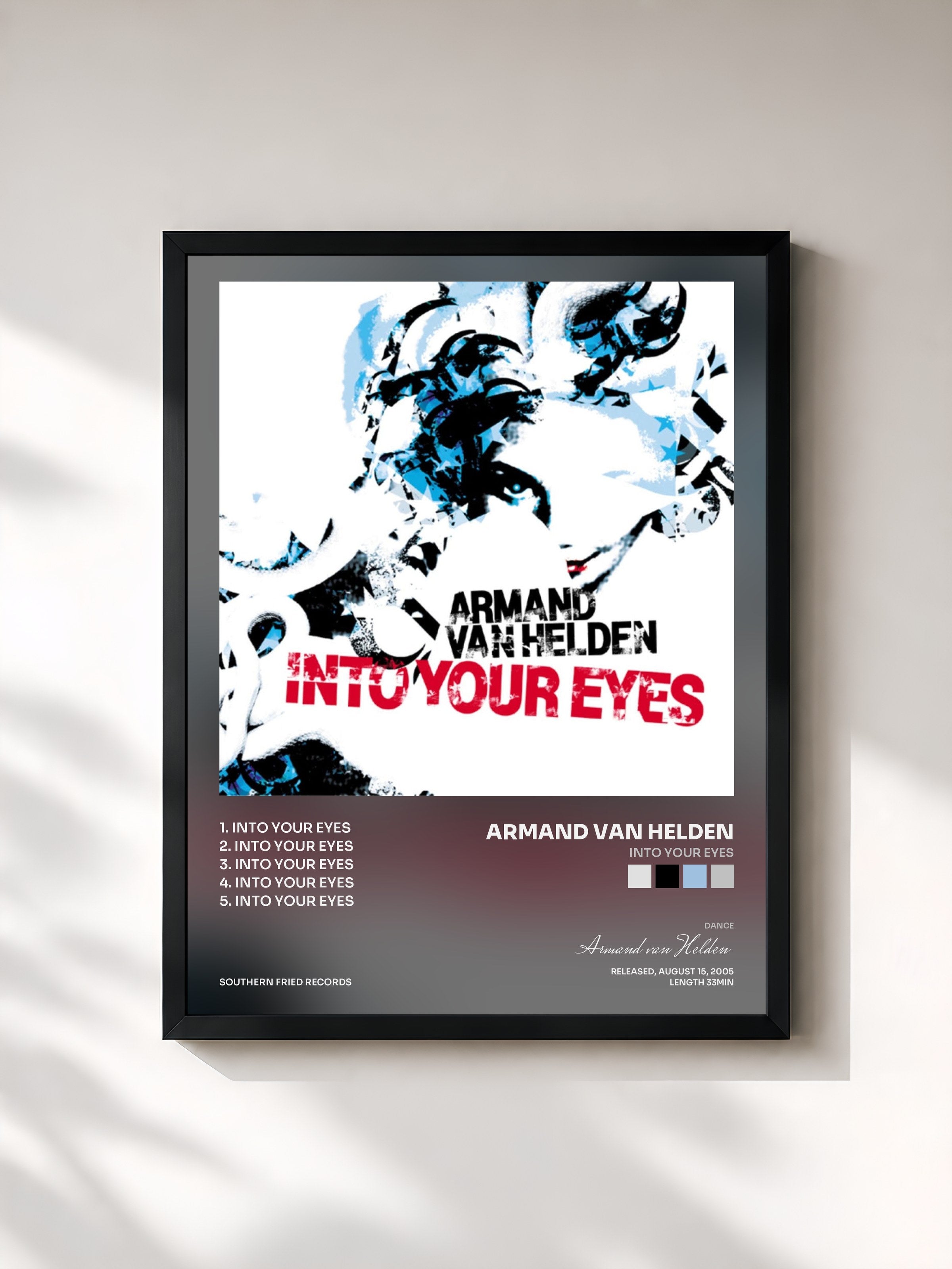 #noir Tableau de l'album Into Your Eyes de Armand van Helden, cadre noir, imprimé et encadré en France