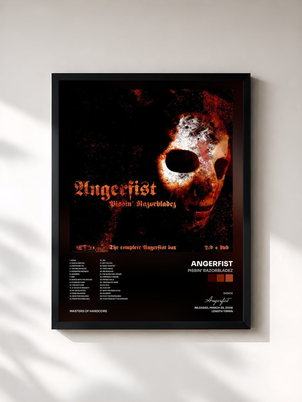 #noir Pissin' Razorbladez by Angerfist as a framed art print, black frame, printed and framed in France