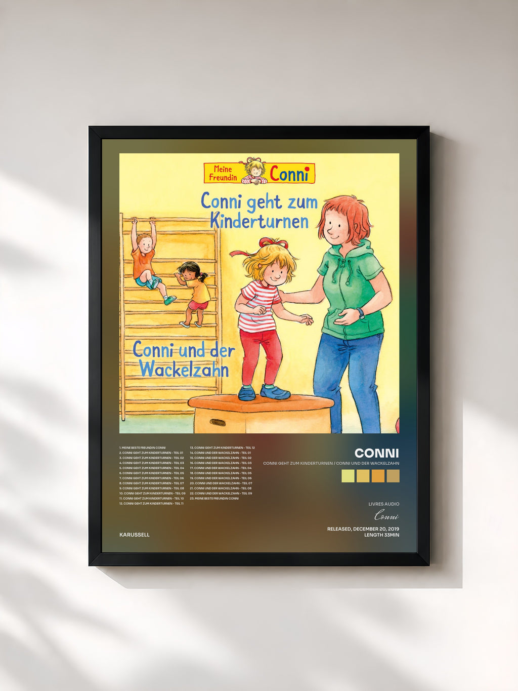 #noir Tableau de l'album Conni geht zum Kinderturnen / Conni und der Wackelzahn de Conni, cadre noir, imprimé et encadré en France