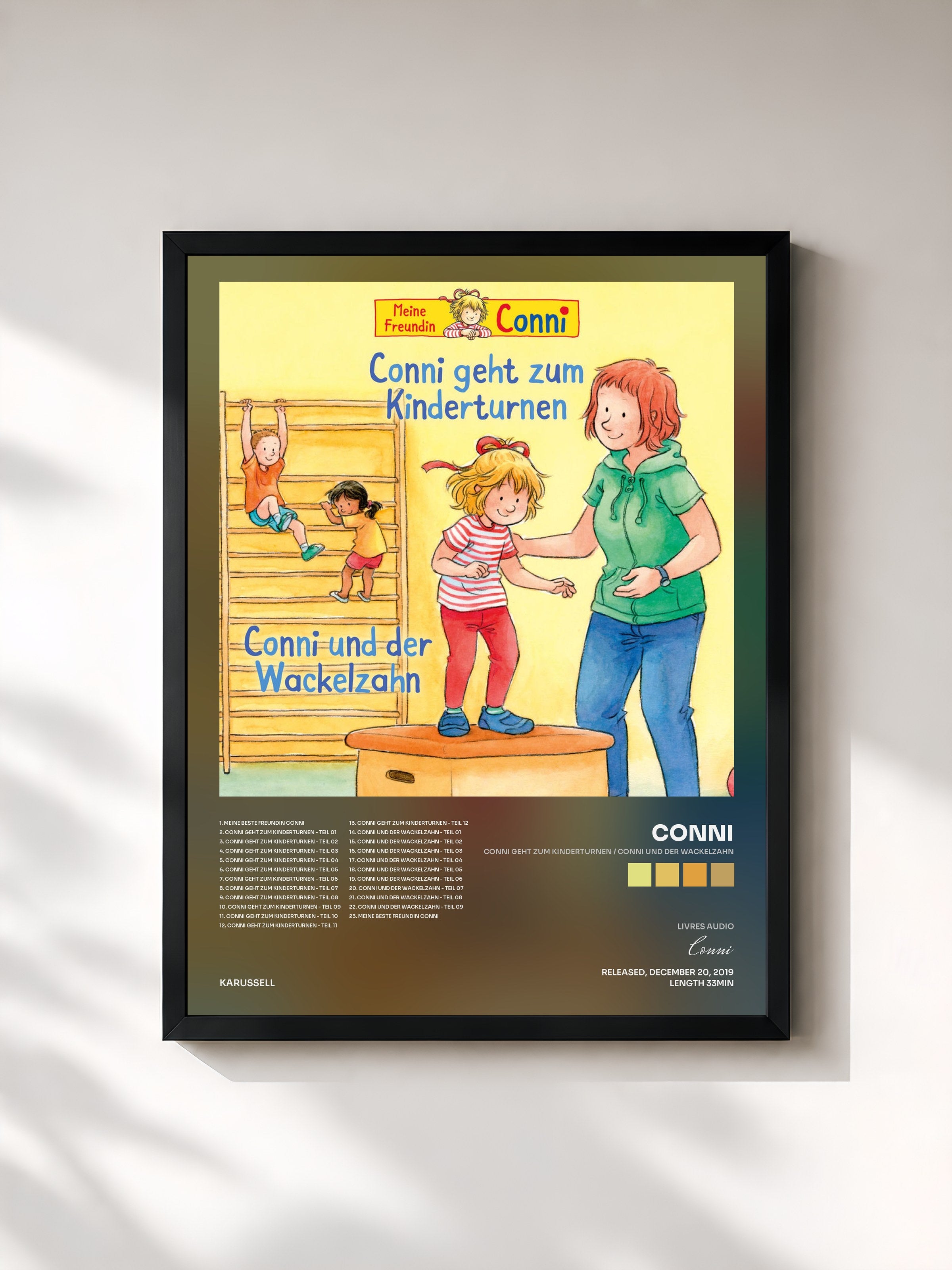 #noir Tableau de l'album Conni geht zum Kinderturnen / Conni und der Wackelzahn de Conni, cadre noir, imprimé et encadré en France