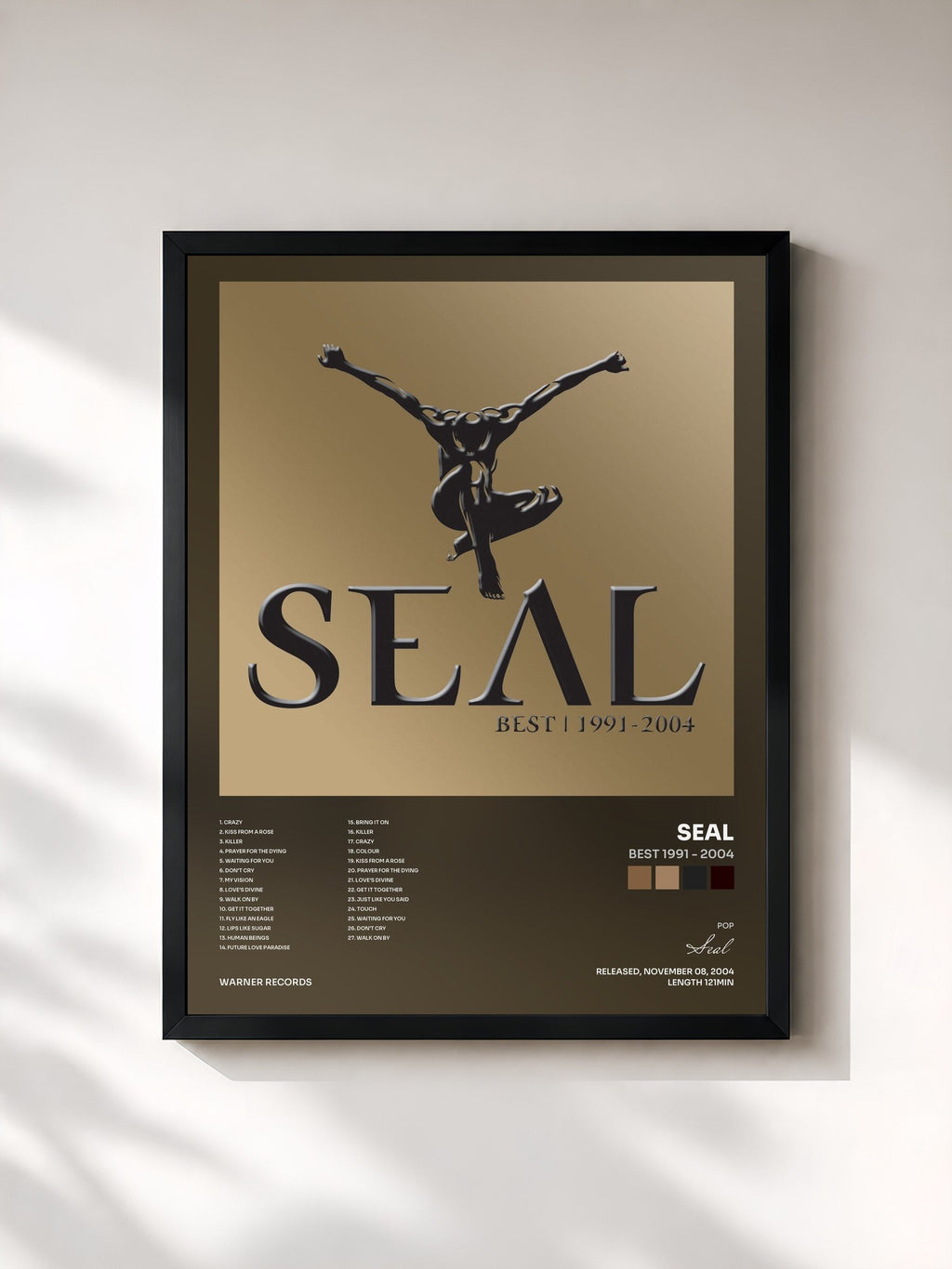 #noir Best 1991 - 2004 de Seal en lámina enmarcada, marco negro, impresa y enmarcada en Francia