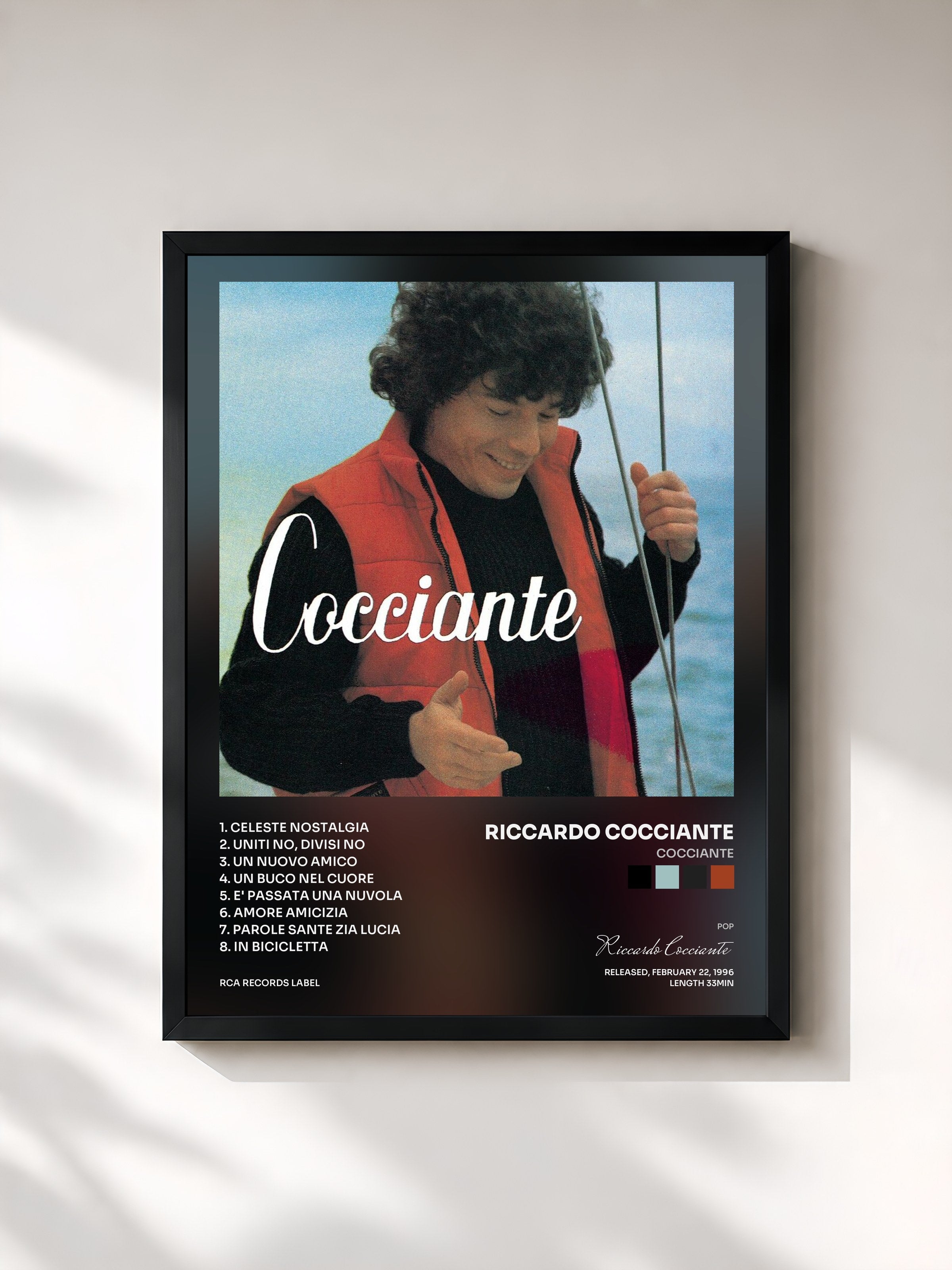 #noir Tableau de l'album Cocciante de Riccardo Cocciante, cadre noir, imprimé et encadré en France
