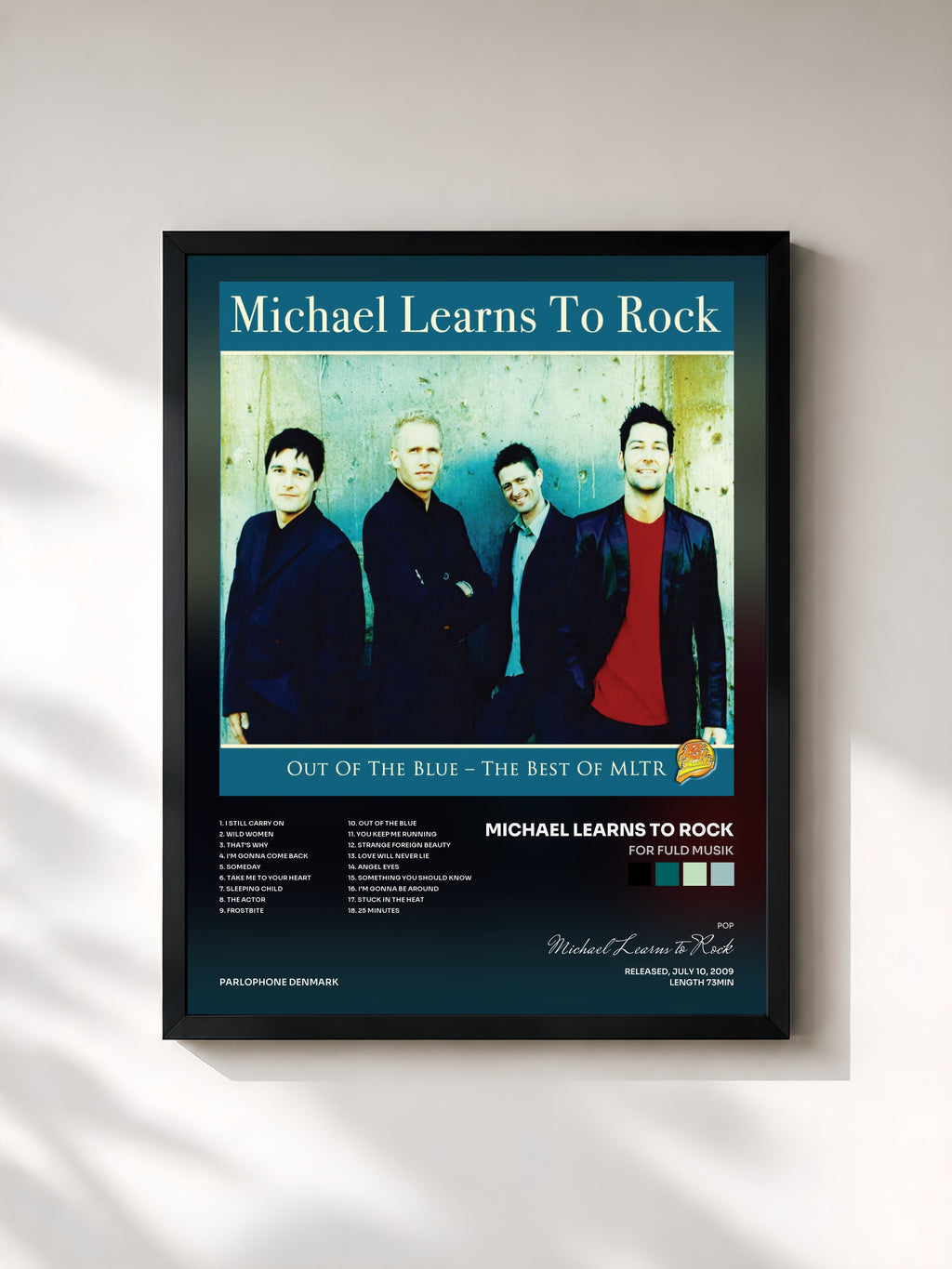 #noir Tableau de l'album For Fuld Musik de Michael Learns to Rock, cadre noir, imprimé et encadré en France