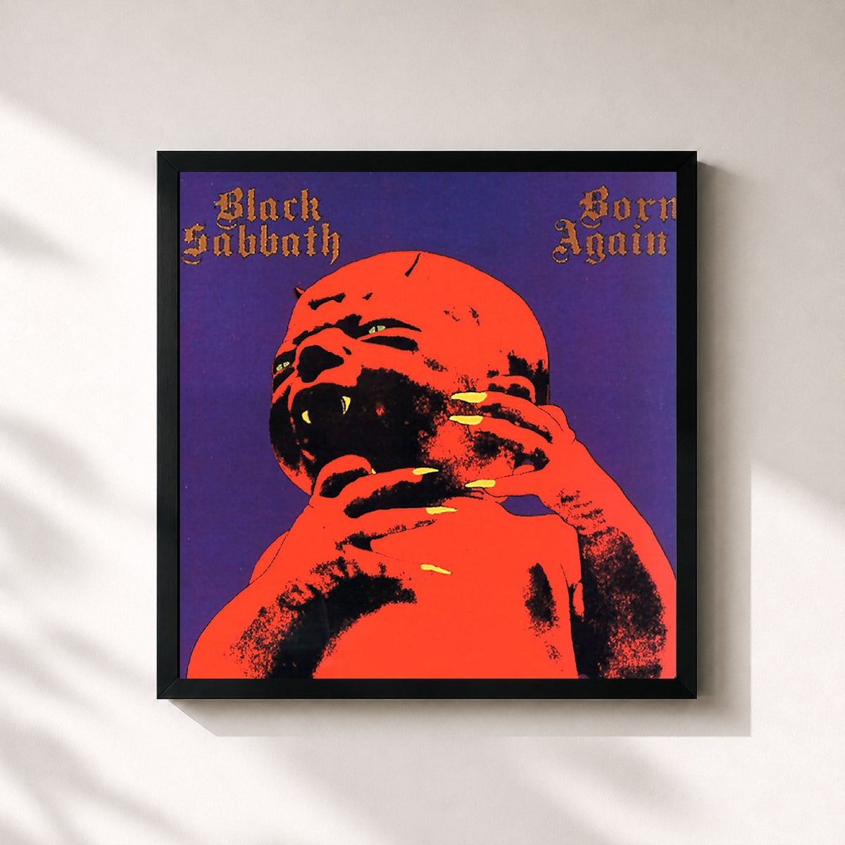 #noir Tableau carré de l'album Born Again de Black Sabbath, cadre noir 32x32 cm