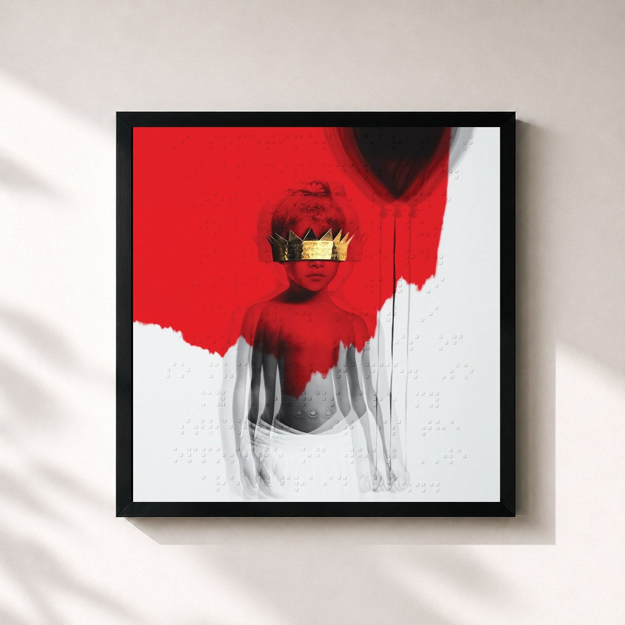#noir Tableau carré de l'album ANTI de Rihanna, cadre noir 32x32 cm