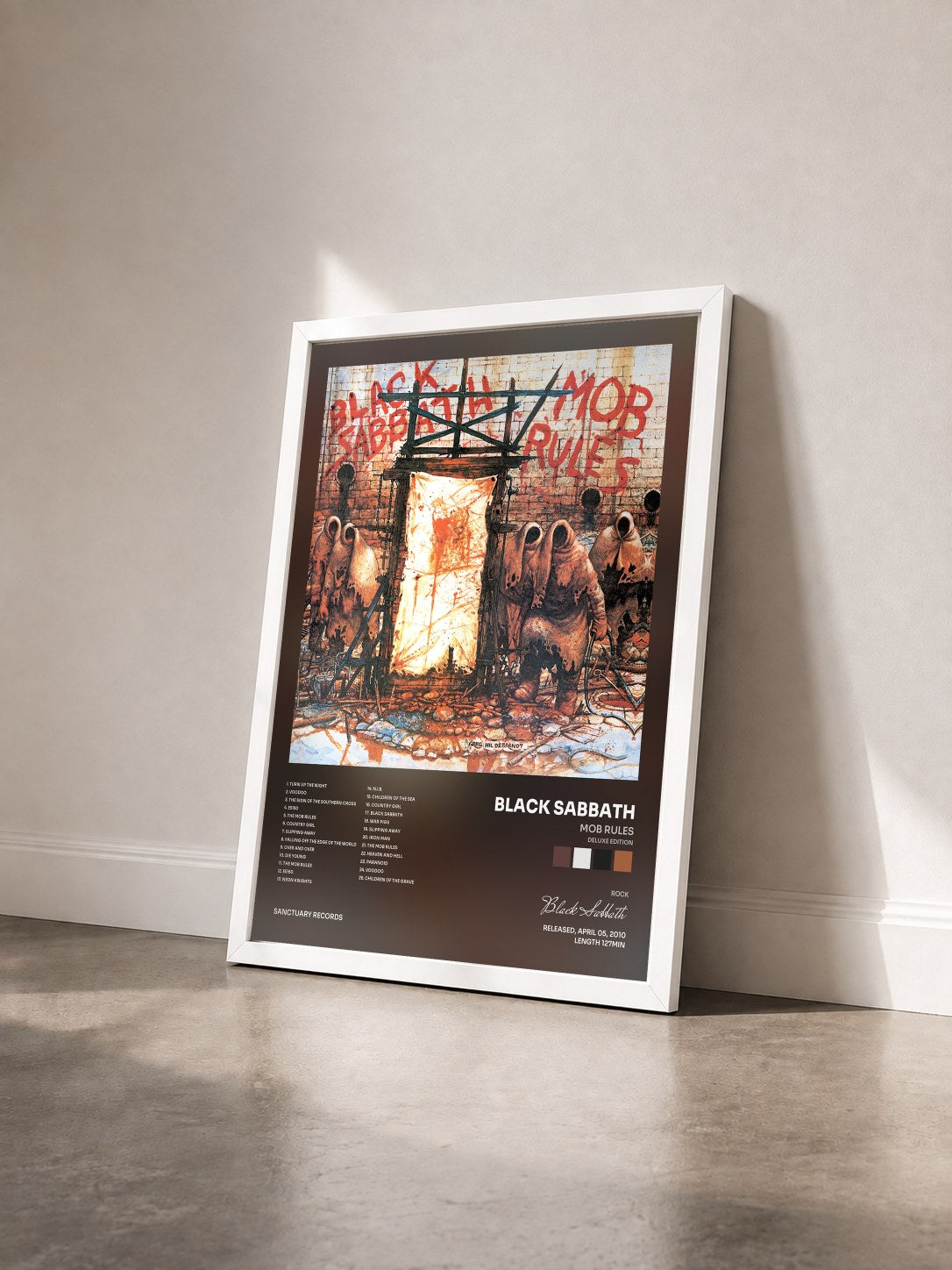#blanc Tableau de l'album Mob Rules (Deluxe Edition) de Black Sabbath vu de trois quarts, cadre blanc