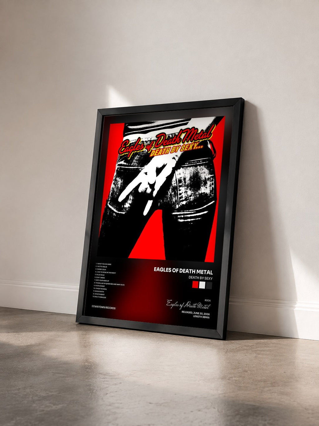 #noir Tableau de l'album Death By Sexy de Eagles of Death Metal vu de trois quarts, cadre noir