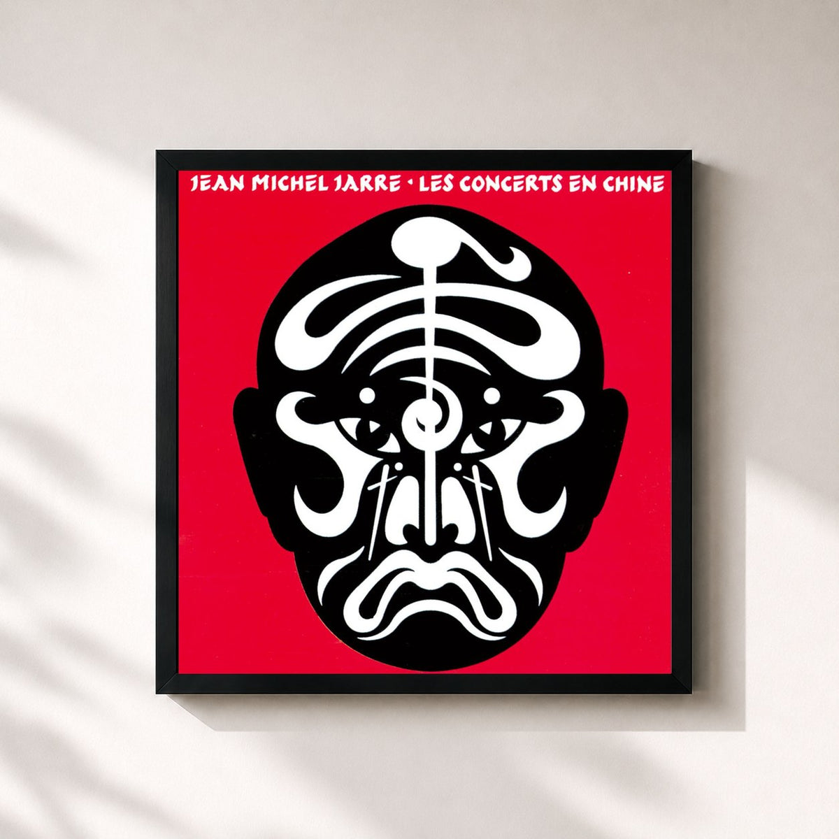 #noir Tableau carré de l'album Les concerts en Chine 1981 de Jean-Michel Jarre, cadre noir 32x32 cm