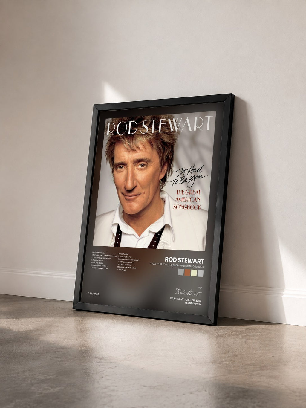 #noir It Had To be You... The Great American Songbook by Rod Stewart as a framed art print seen at an angle, black frame