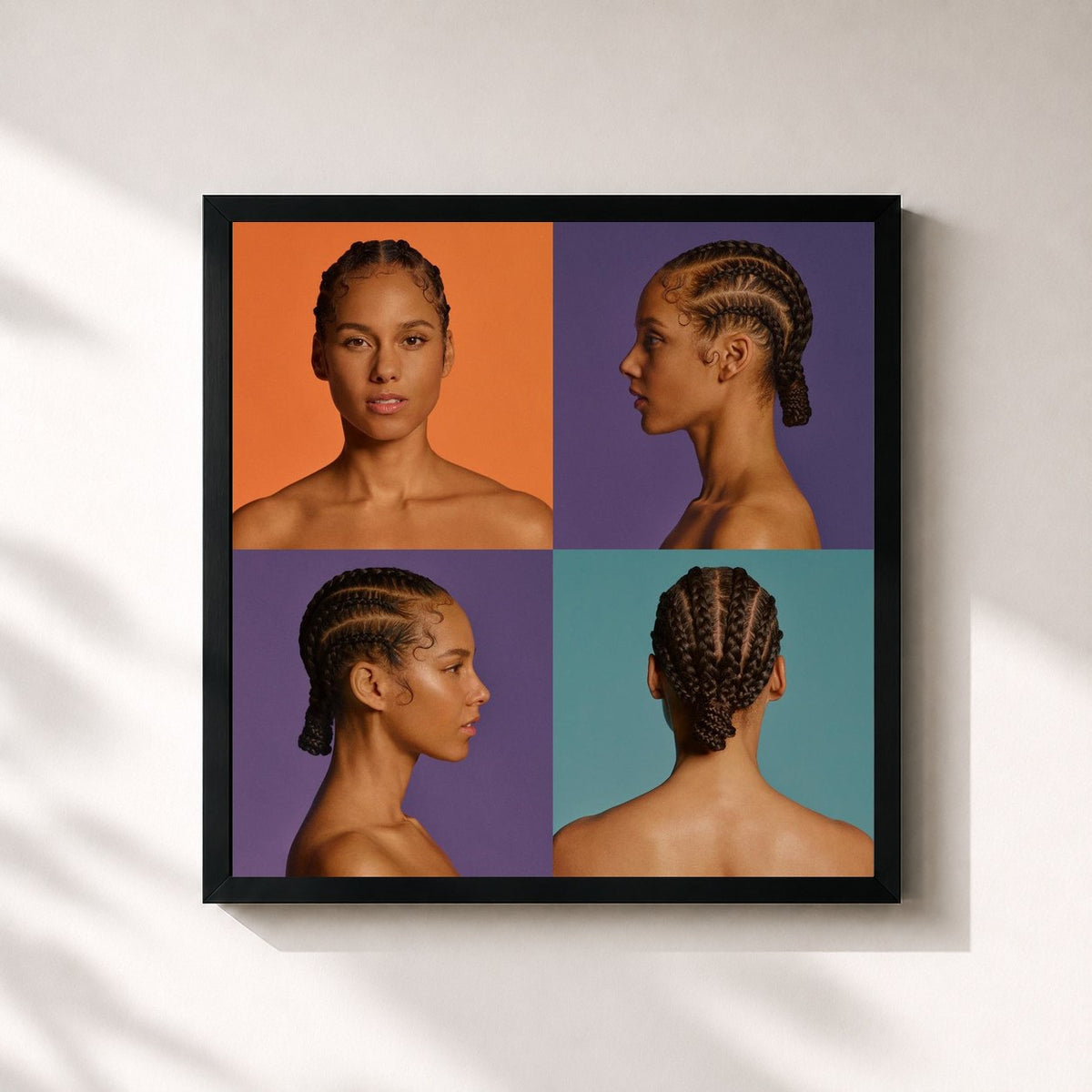 #noir Tableau carré de l'album ALICIA de Alicia Keys, cadre noir 32x32 cm