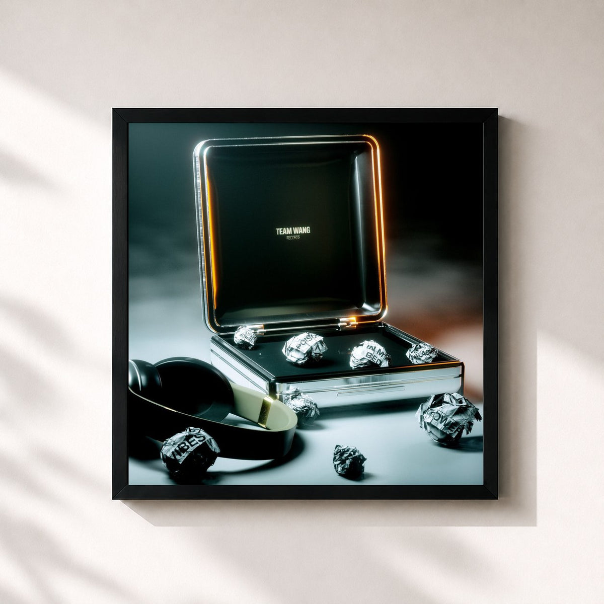 #noir Tableau carré de l'album LOST & FOUND de Jackson Wang, cadre noir 32x32 cm