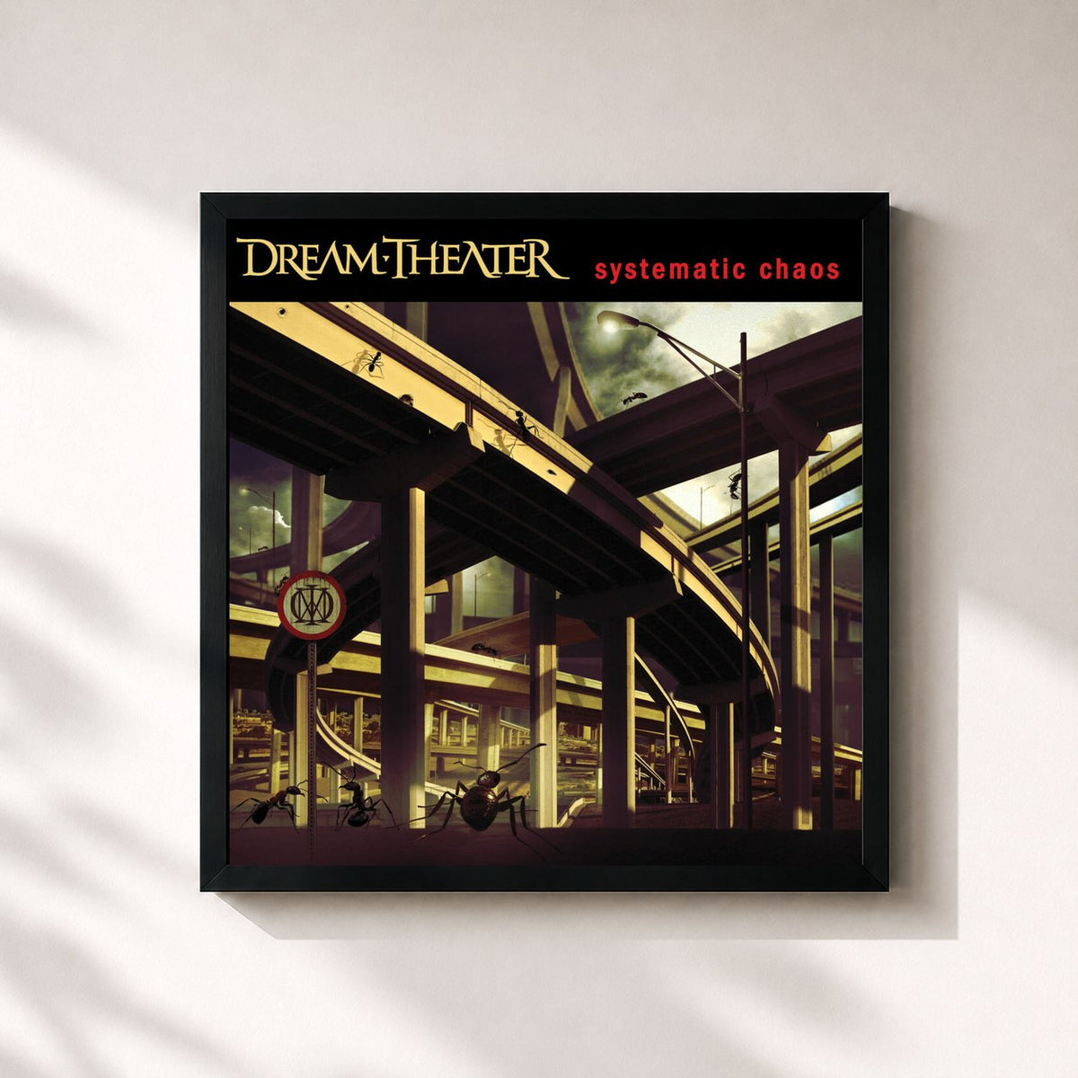 #noir Systematic Chaos di Dream Theater in stampa quadrata incorniciata, cornice nera 32x32 cm