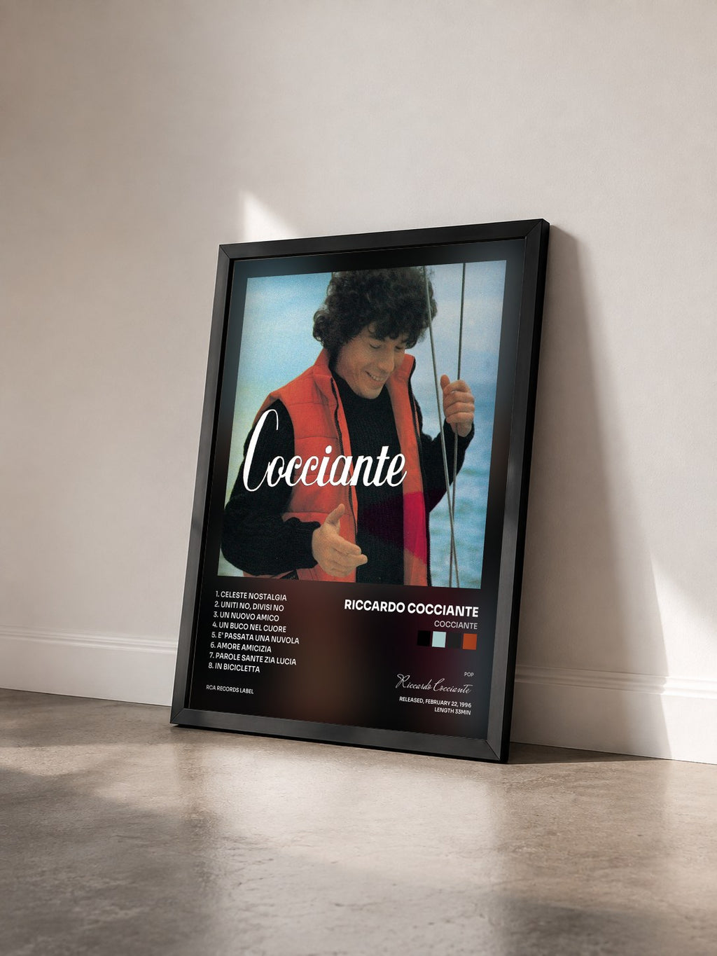 #noir Tableau de l'album Cocciante de Riccardo Cocciante vu de trois quarts, cadre noir
