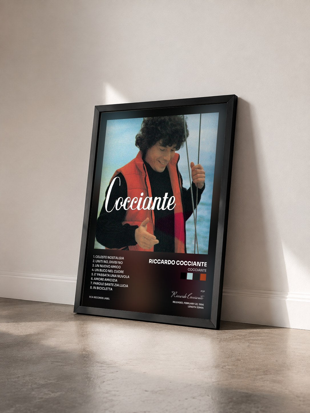 #noir Tableau de l'album Cocciante de Riccardo Cocciante vu de trois quarts, cadre noir