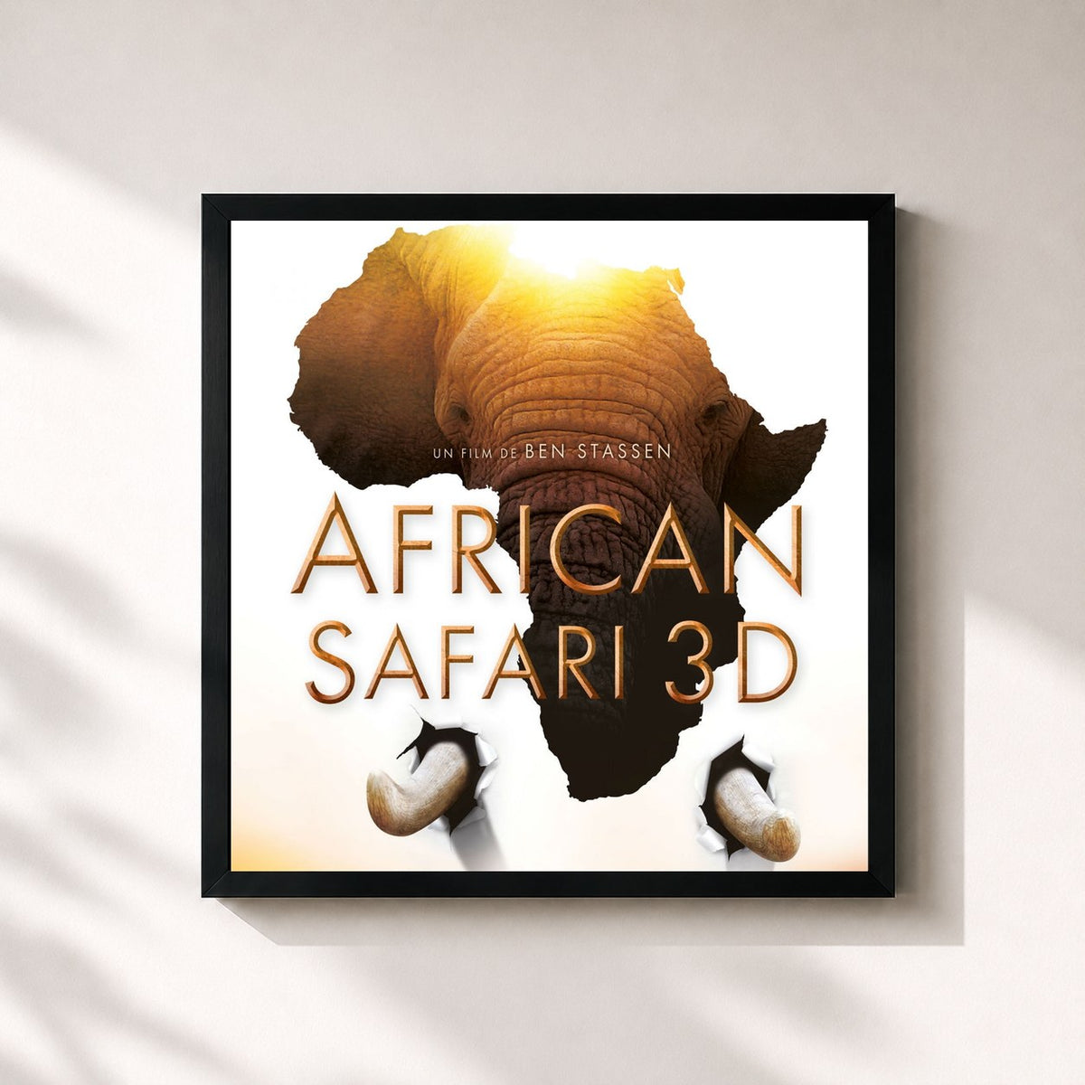 #noir Tableau carré de l'album African Safari 3D (Ben Stassen's Original Motion Picture Soundtrack) de Ramin Djawadi, cadre noir 32x32 cm
