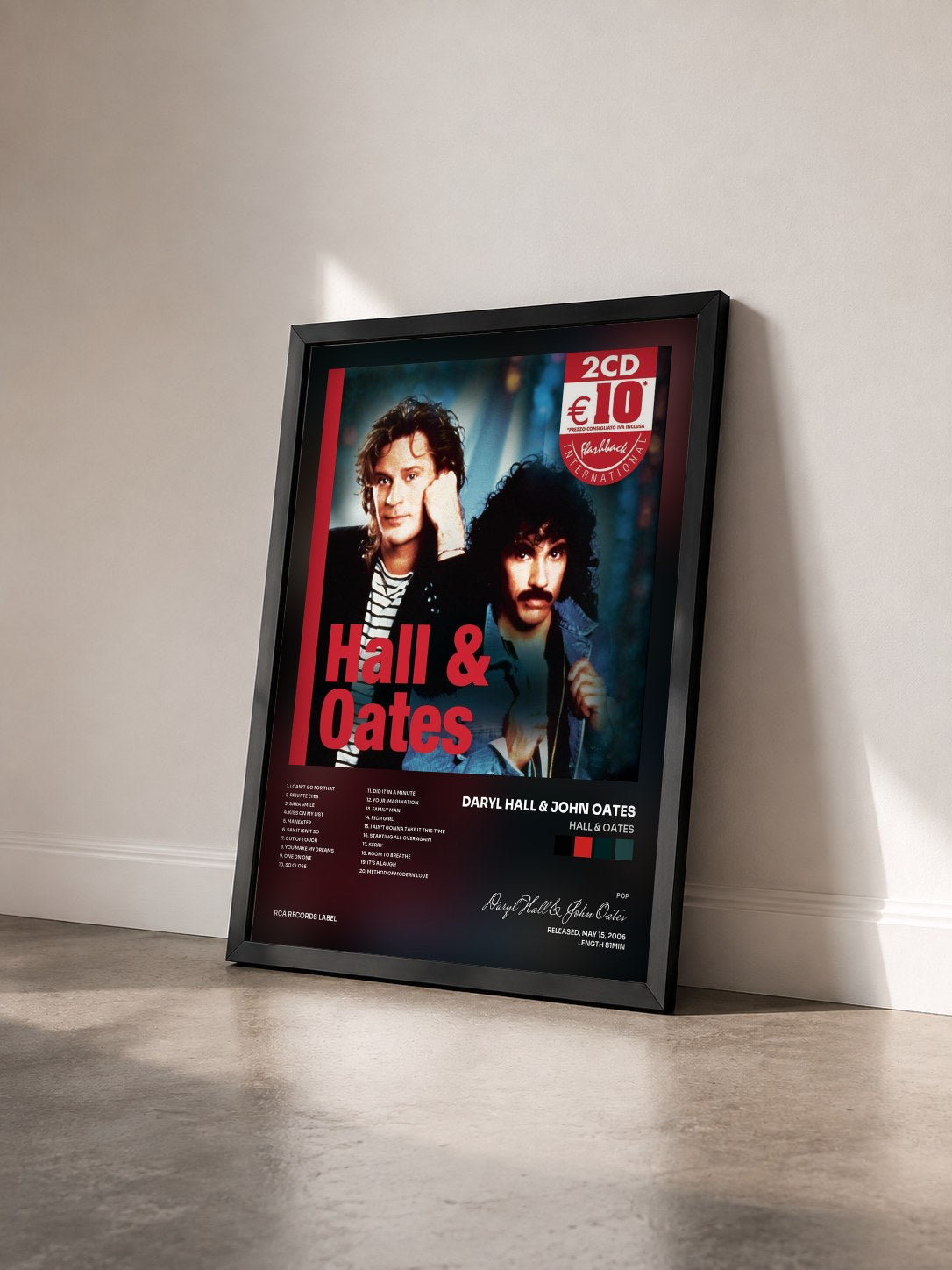 #noir Tableau de l'album Hall & Oates de Daryl Hall & John Oates vu de trois quarts, cadre noir