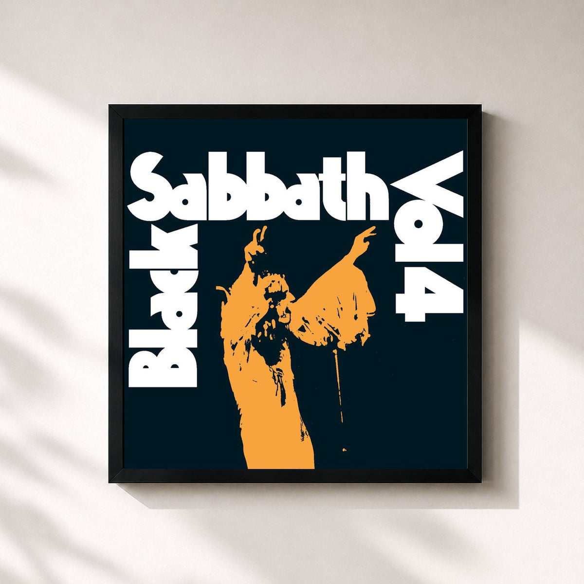 #noir Tableau carré de l'album Vol. 4 de Black Sabbath, cadre noir 32x32 cm