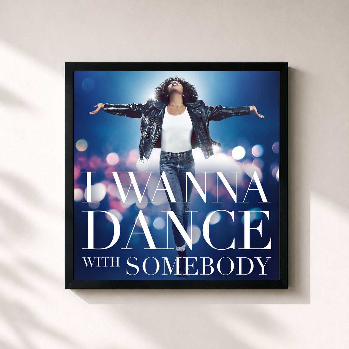 #noir Tableau carré de l'album I Wanna Dance With Somebody (The Movie: Whitney New, Classic and Reimagined) de Whitney Houston, cadre noir 32x32 cm