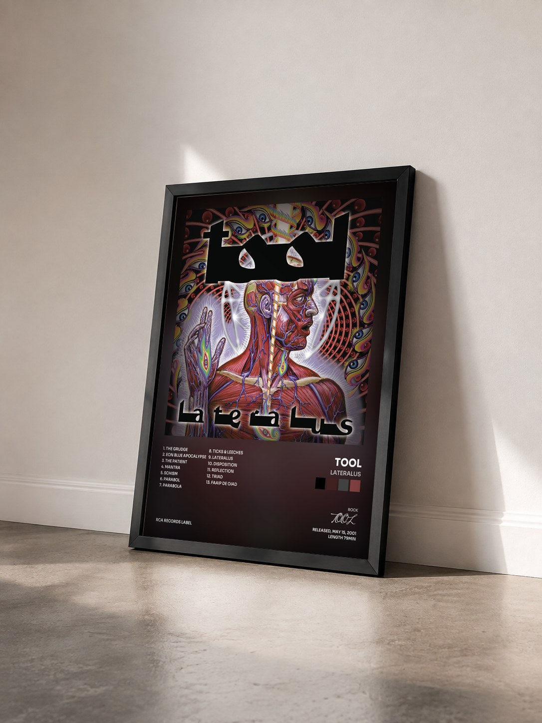 #noir Lateralus by TOOL as a framed art print seen at an angle, black frame