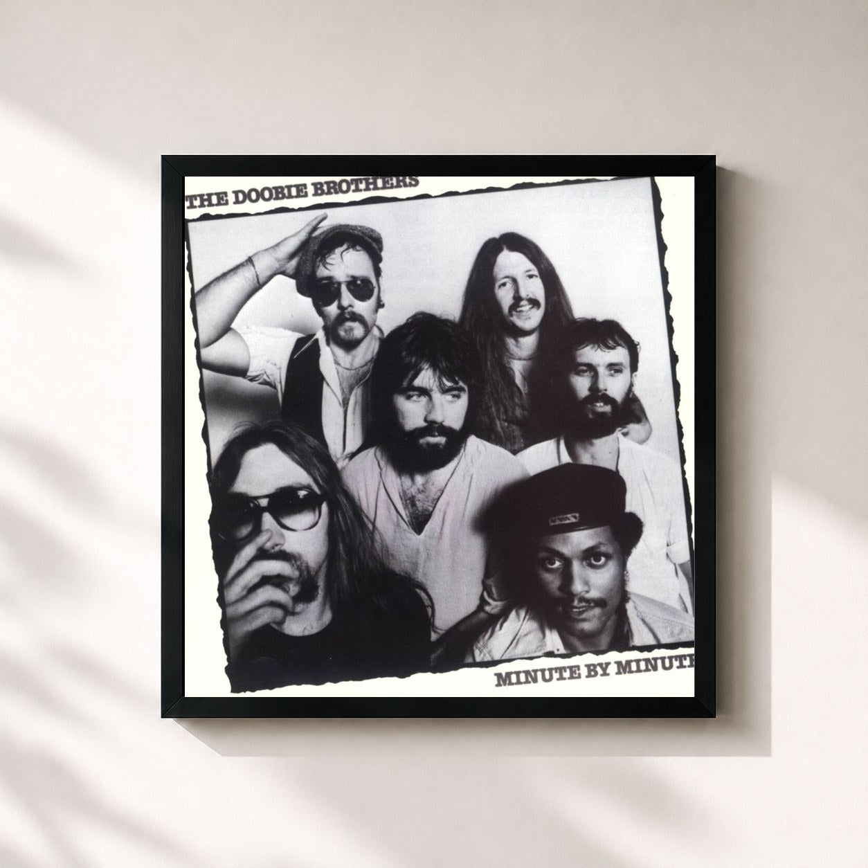 #noir Tableau carré de l'album Minute by Minute de The Doobie Brothers, cadre noir 32x32 cm