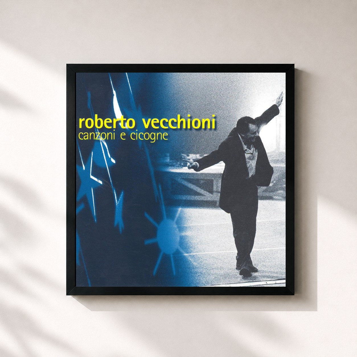 #noir Tableau carré de l'album Canzoni E Cicogne de Roberto Vecchioni, cadre noir 32x32 cm